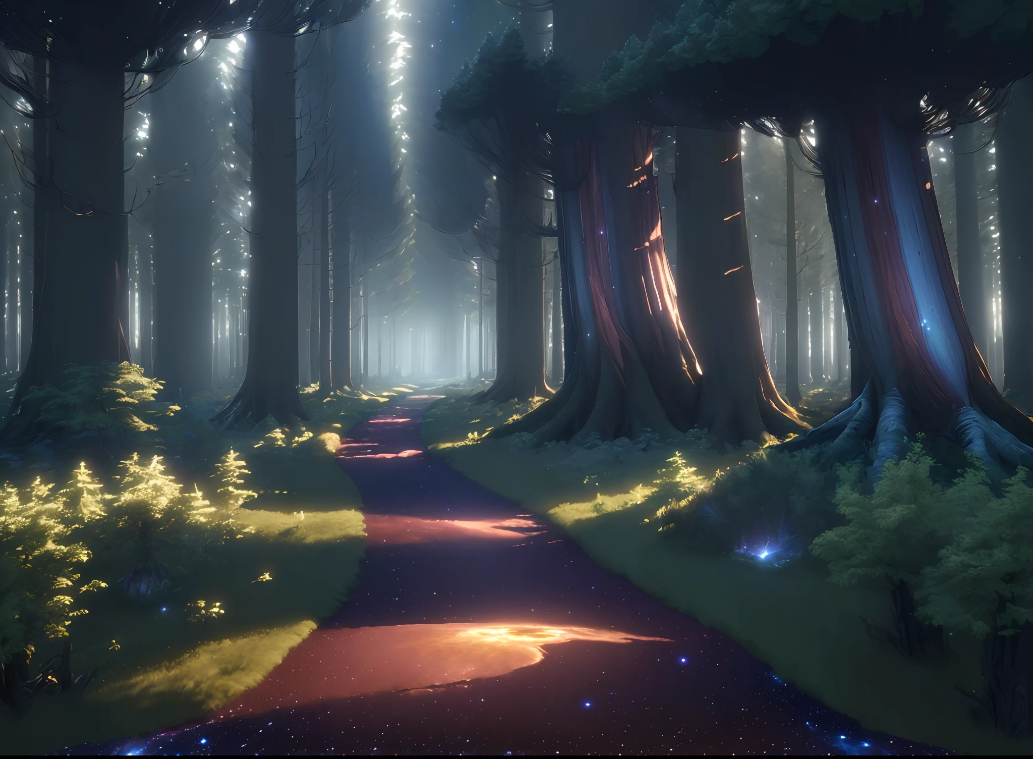(((Masterpiece))), best quality, ultra-detailed CG unity 8k wallpaper galaxy forest