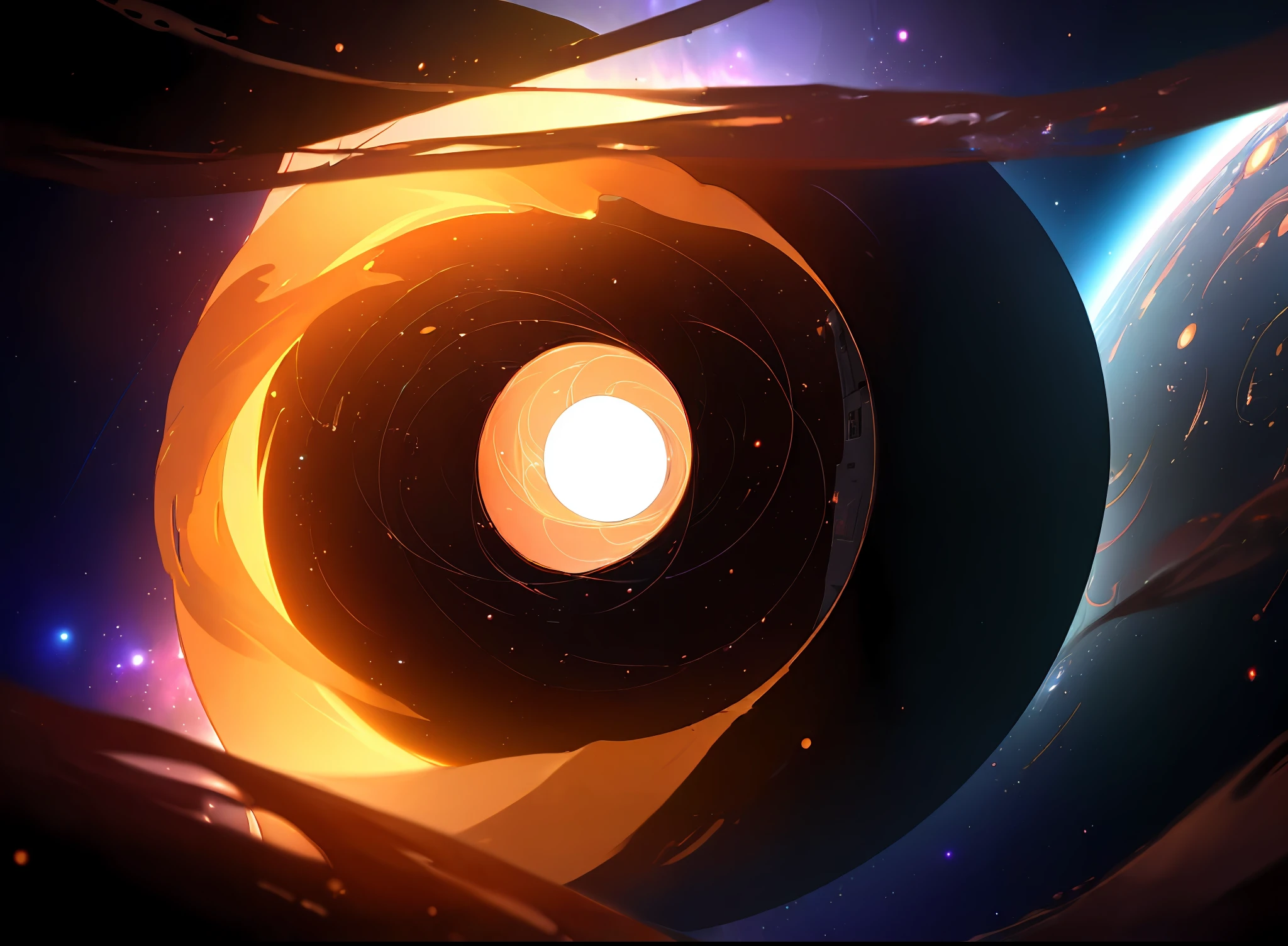 (((Masterpiece))), best quality, ultra-detailed CG unity 8k wallpaper the universe through a black hole