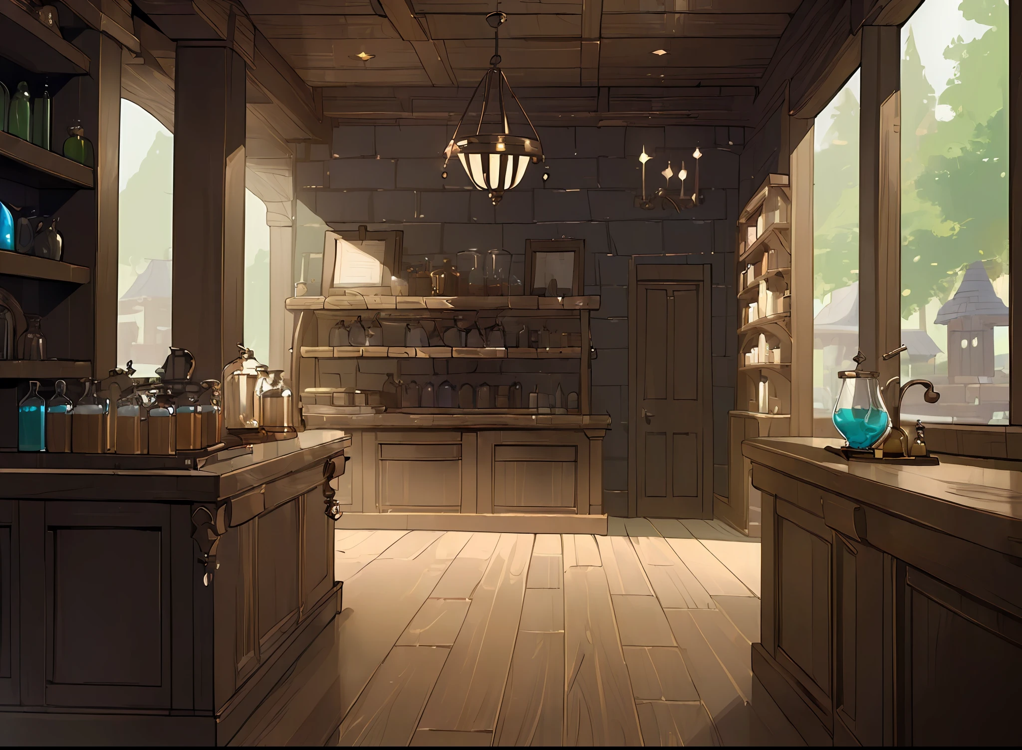 (((Masterpiece))), best quality, ultra-detailed CG unity 8k wallpaper potion shop