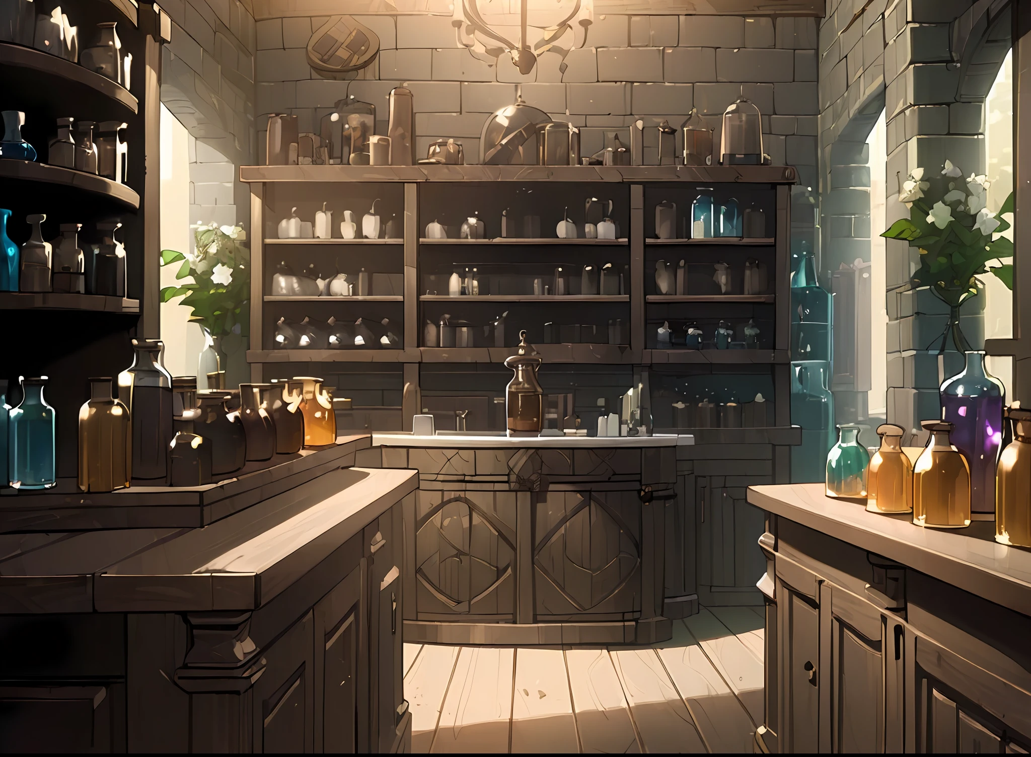 (((Masterpiece))), best quality, ultra-detailed CG unity 8k wallpaper potion shop