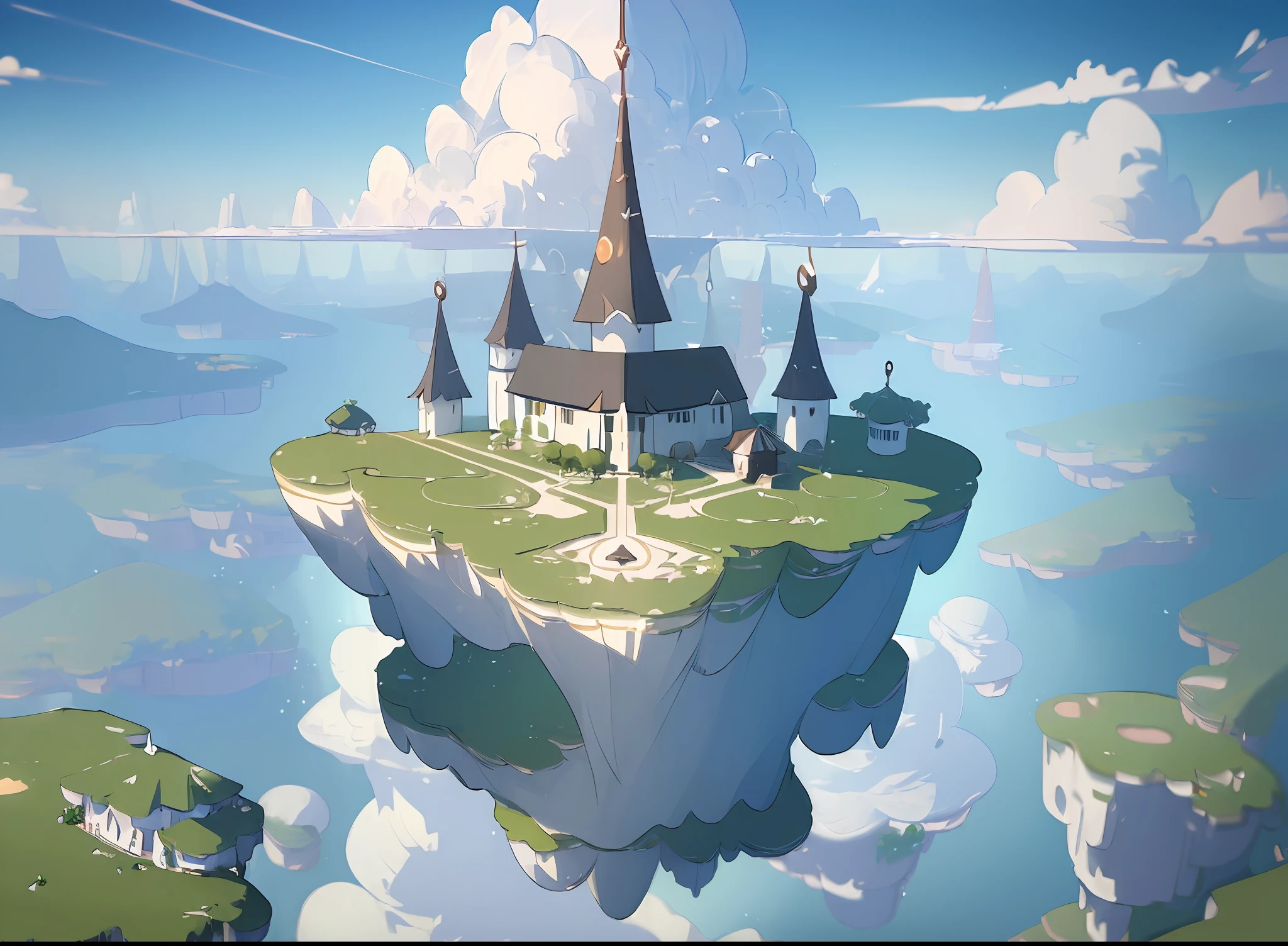 (((Masterpiece))), best quality, ultra-detailed CG unity 8k wallpaper floating islands