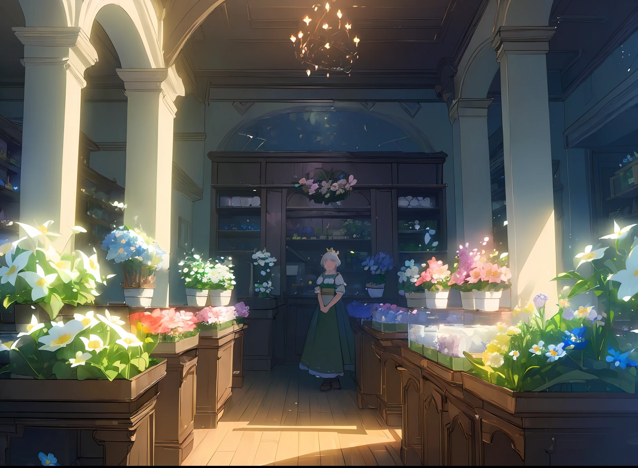 (((Masterpiece))), best quality, ultra-detailed CG unity 8k wallpaper fantasy flower shop