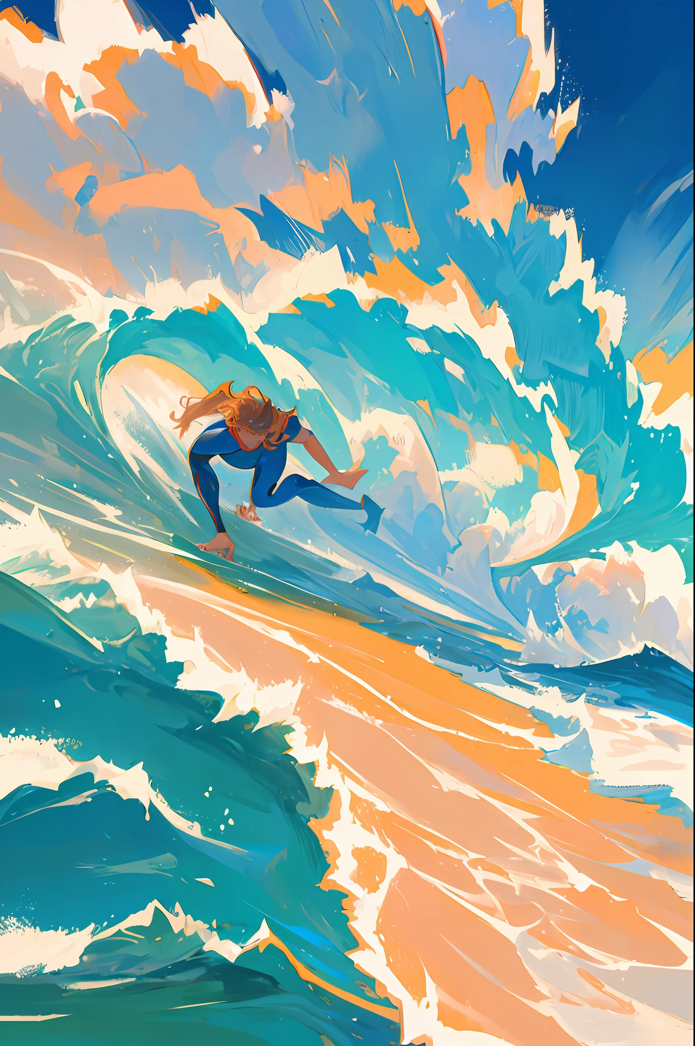 surfer rolling in the waves