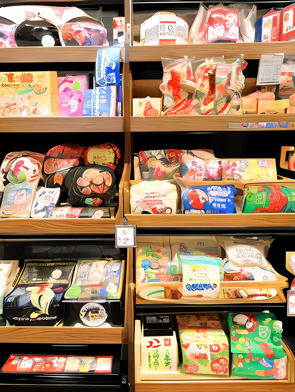 Goods contained within the gift shop, Japan, realistic, highly detailed, sharply