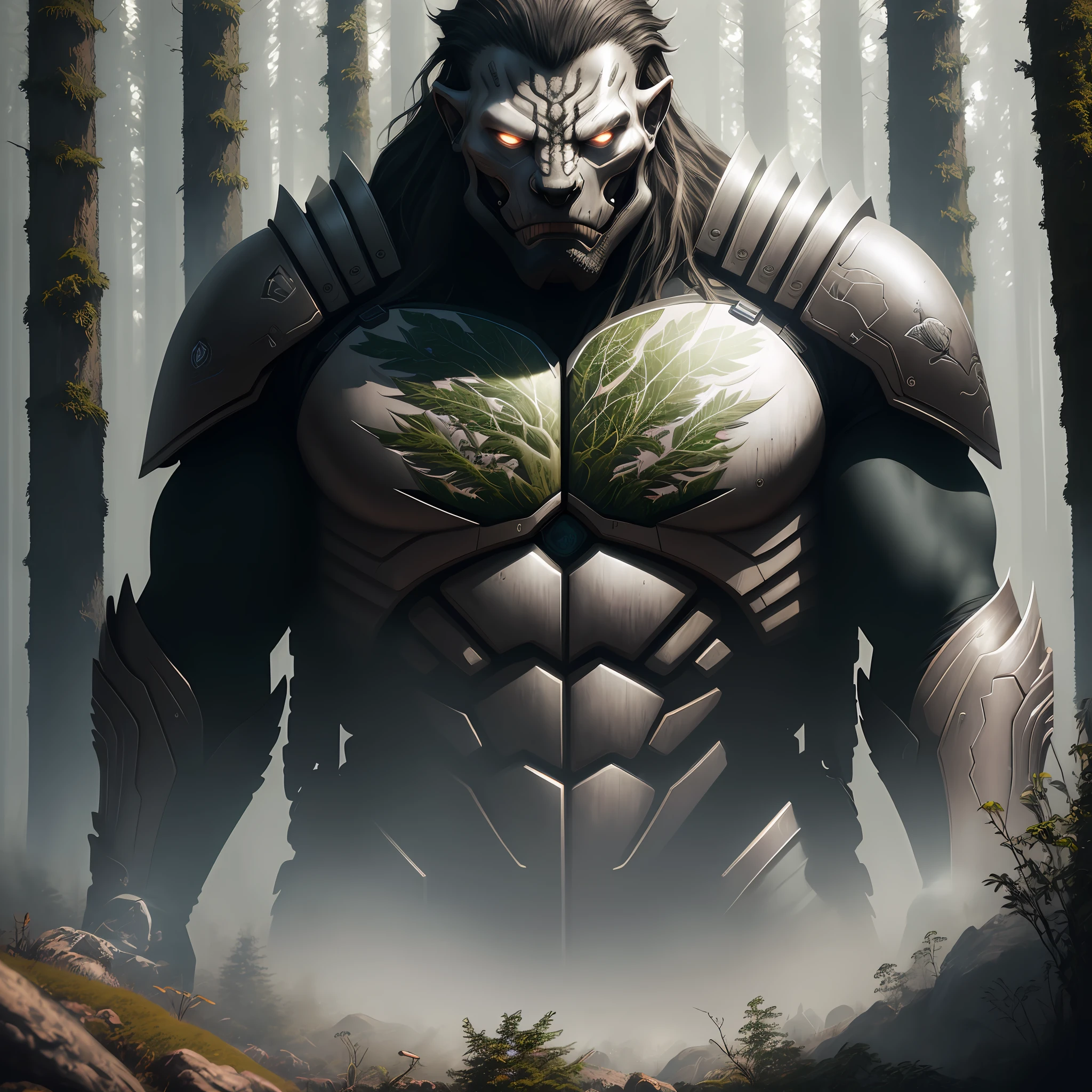 Modern realism, doomsday style, forest background, high-grade avatar, ultra-high details, exquisite textures, brilliant colors, clear details, shining light and shadow, just the right atmosphere.
