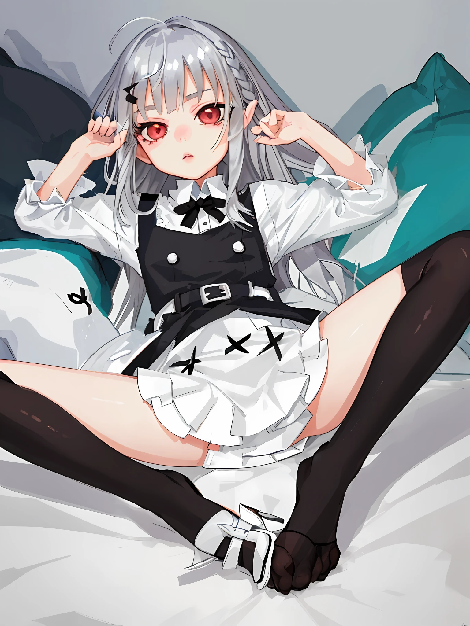 +spread legs+silver hair