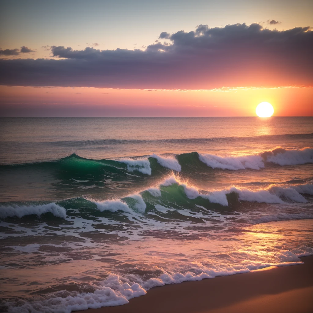 sea, sunset