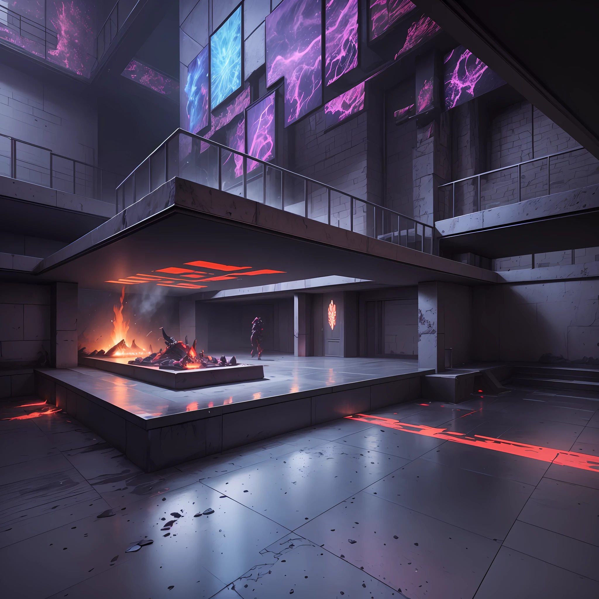 In this evil land, there is a huge demon armory, where demons forge and collect all kinds of destructive weapons. The entire building is surrounded by magma, as if erupting from the ground. Here demons perform occult rituals and throw terrible weapons capable of destroying worlds, (isometric view), (top down), 3D rendering, very high definition, high detail, 8k, cinematic lighting, super high resolution, game asset --v 6