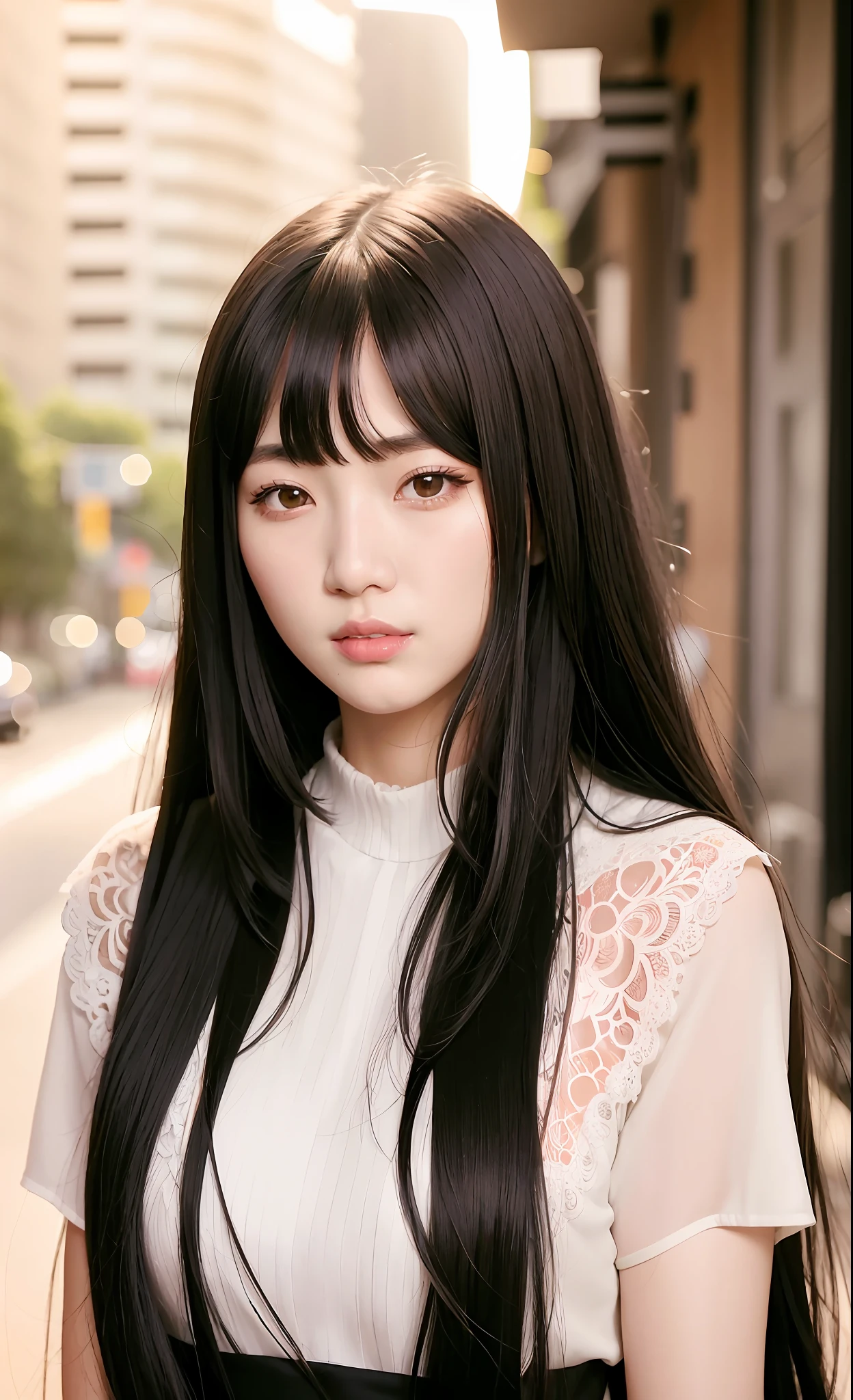arafed asian woman with long black hair and a black dress, korean girl, beautiful south korean woman, gorgeous young korean woman, beautiful young korean woman, asian girl with long hair, young adorable korean face, portrait of female korean idol, jaeyeon nam, korean woman, straight hairstyle, ulzzang, popular korean makeup, popular south korean makeup, with long hair