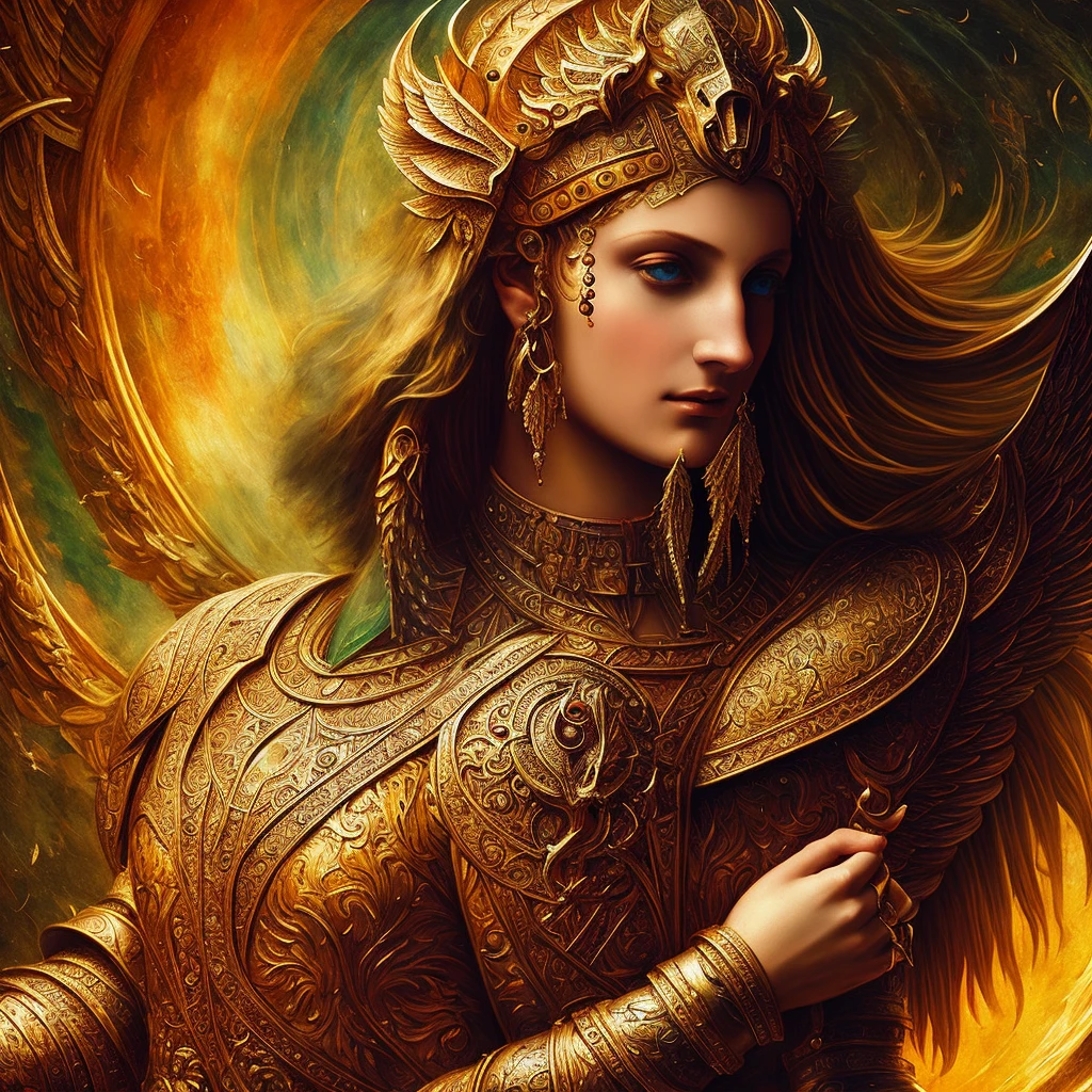 Naamah – fallen angel , art portrait of a beautiful woman, Representation du dieu égyptien Amon, dieu Serpent, ultra fantastique, gaming graphisme, monsterlike armor, living armor, character design, portrait, organic armor, high detail, intricate detail, style of Zdzislaw Beksinski, style of Leonardo da Vinci, colorful, renaissance background, upscaled, adobe after effects, year 2126, Leonardo da Vinci, 4K