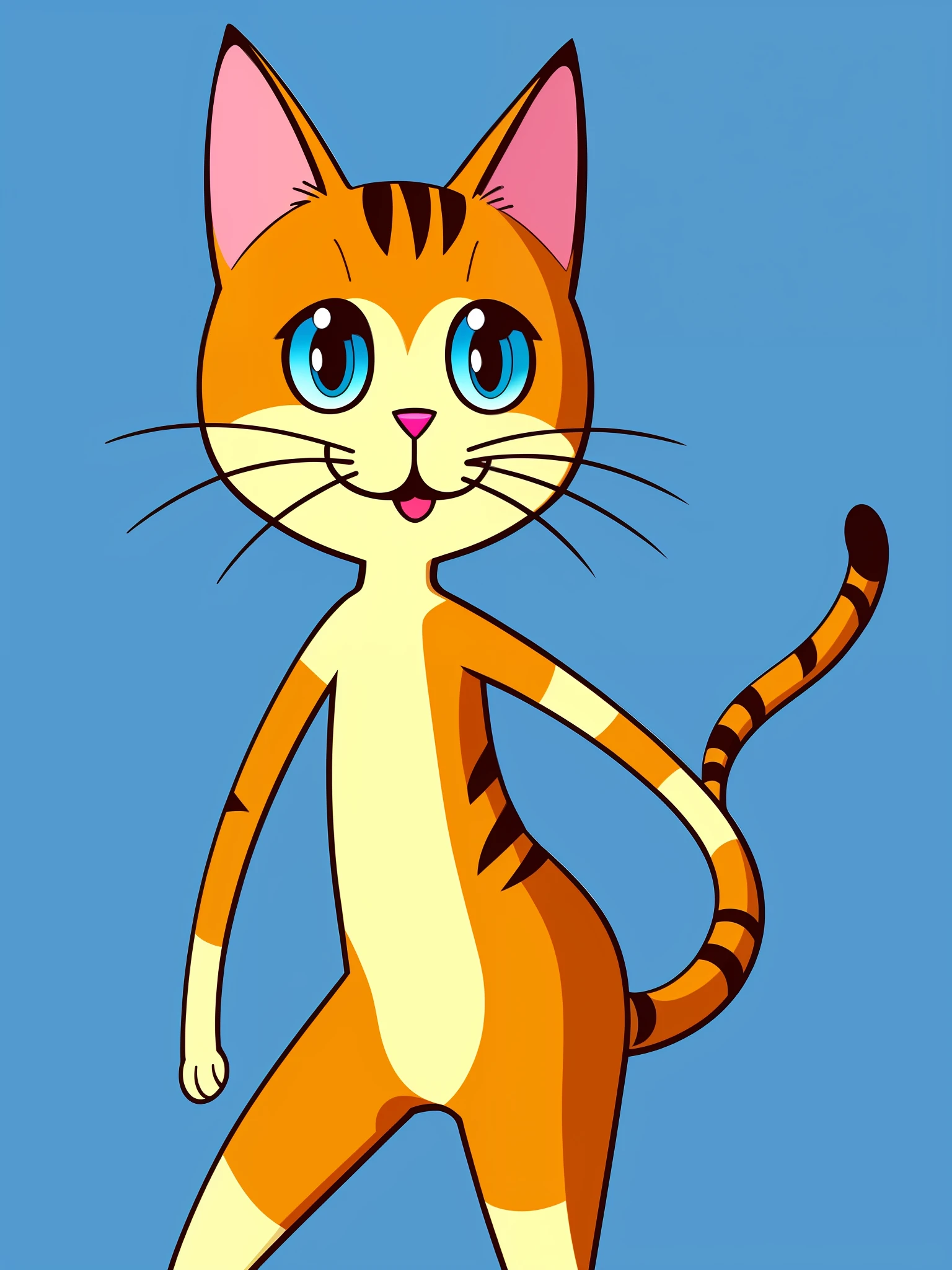 A cat in a cartoon anthropomorphic style