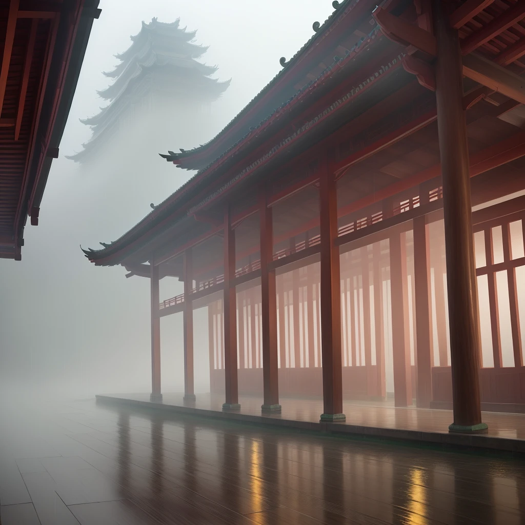 Misty rain in the south of the Yangtze River, there are pavilions