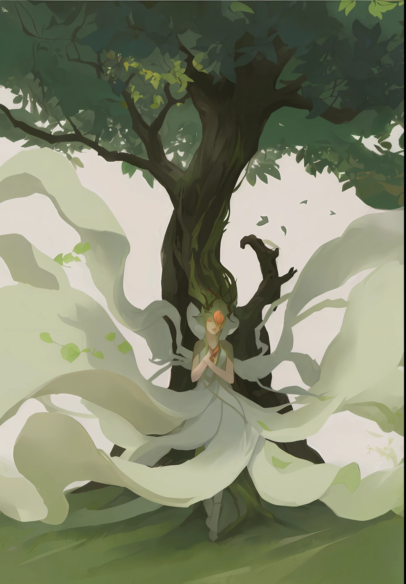 Oracle of the Trees, Martial Artist Dryad, Forest Dryad, Goddess of Nature, from Fantastic Beasts and Where to Find Them, Dryad, Realistic, Beautiful Artwork Illustration, Beautiful and Elegant Dryad, Goddess Forest, Inspired by Amanda Sage, Nine Tails , forest elves, dryads of the forest