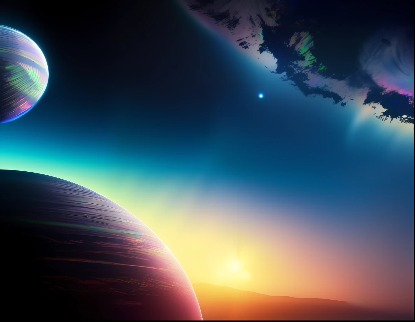 dublex ((((8k)))) HD photo extremely detailed render (((iridescent))) planet, tropical landscape, some biological features on the planet’s surface are so massive they can been seen from space, cities can be seen from space ((lights)) ((swirling clouds))High Detail, Sharp focus, dramatic, Bewildering