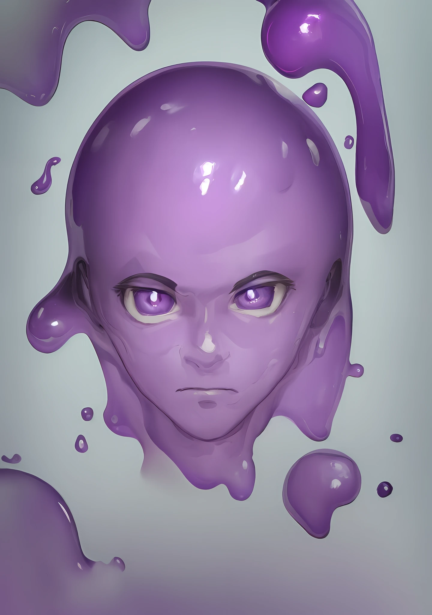 purple gooey slimes, portrait of man