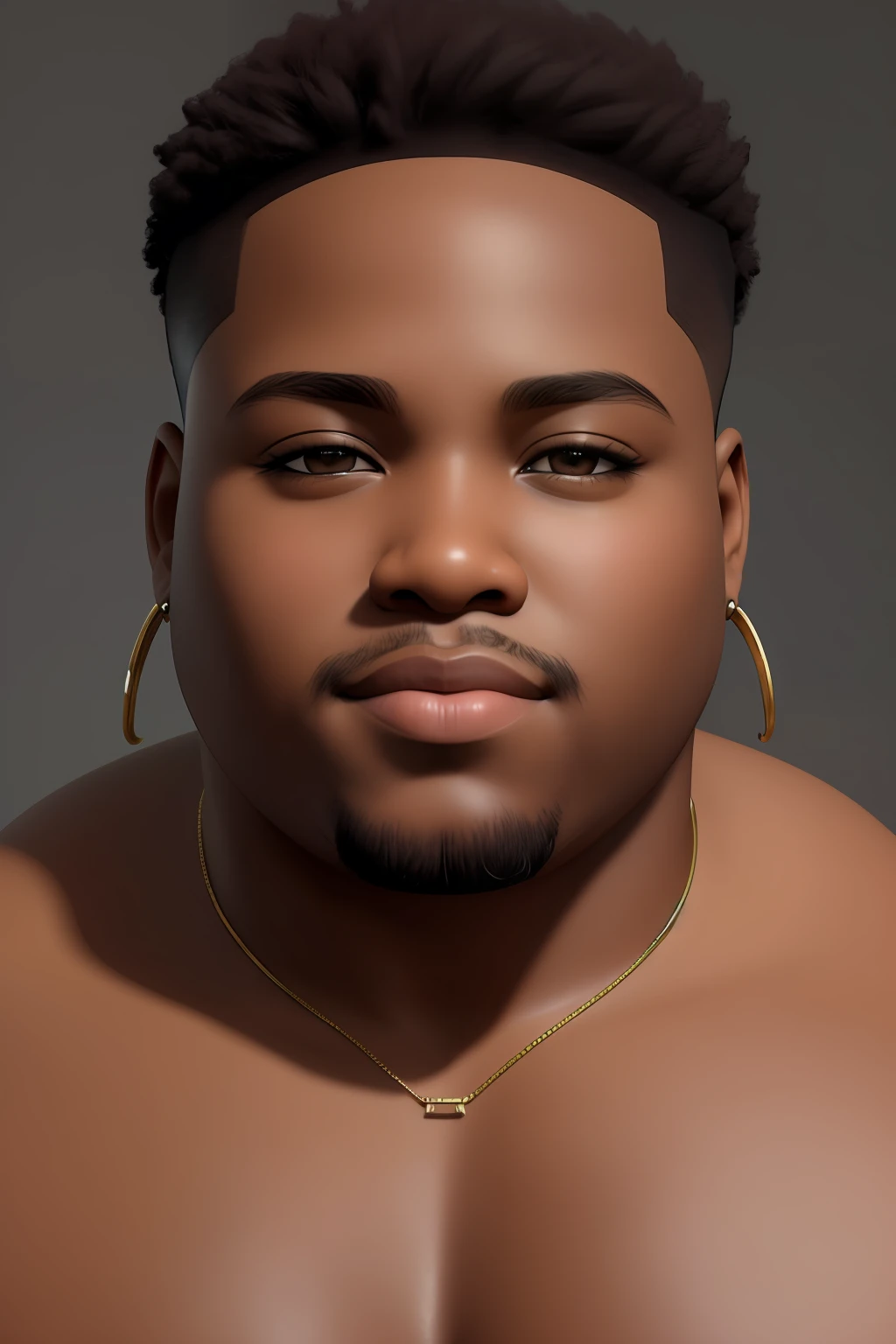 realism portrait of a 7 obese African American baby ((darown skin color)), ((chibi)), ((heavyweight style)), cute smile, ((big muscles)), wearing tank top , black pants and black shoes, current fashion, african military style hair cut, dark lighting background, close-up, product view, detailed facial details, perfect face, sharpness, trend art, sharp facial details, cgsociety, ultra digital art quality, hyper exquisite details, 4k, 8k soft lighting, --iso 100 dreamy, fashion -