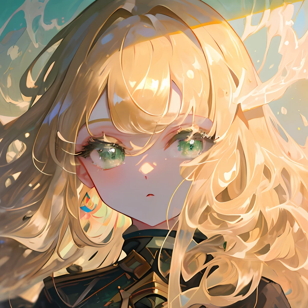 &quot;Masterpiece, best quality, ultra-detailed, portrait of a beautiful girl with long (wavy) beige hair, green eyes, in abstract art style on pastel digital background. Add a touch of color and texture to enhance the effect abstract.Beautiful oil painting texture, detailed eyes