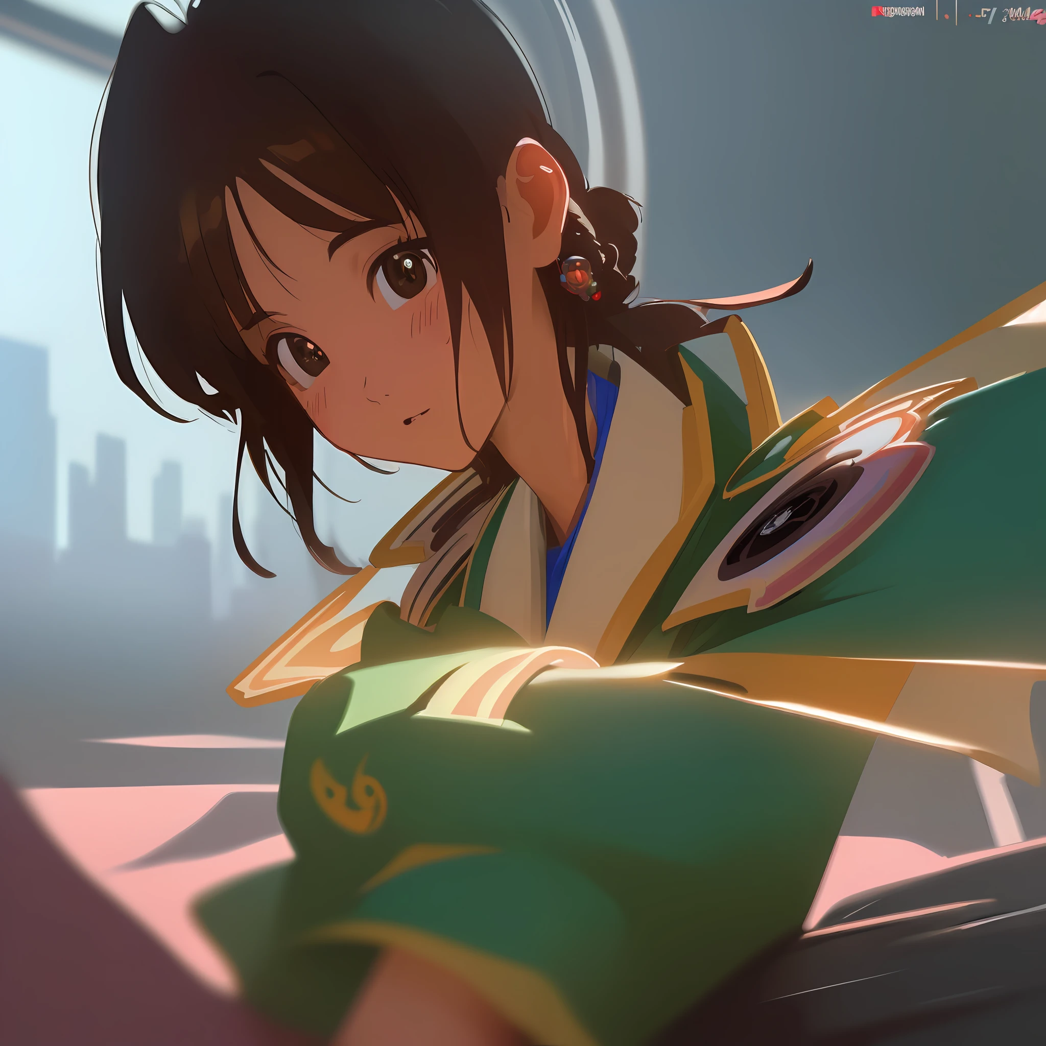 (MicroFusion:1.4) original, masterpiece, best quality, official art, (extremely detailed cg unity 8k wallpaper), (extremely exquisite: 1.2), (beautiful and clear Pyongyang city background), beautiful punk style goddess portrait, accessories , intricate, headshot, highly detailed, digital painting, artstation, concept art, sharp focus, film lighting, illustration,
