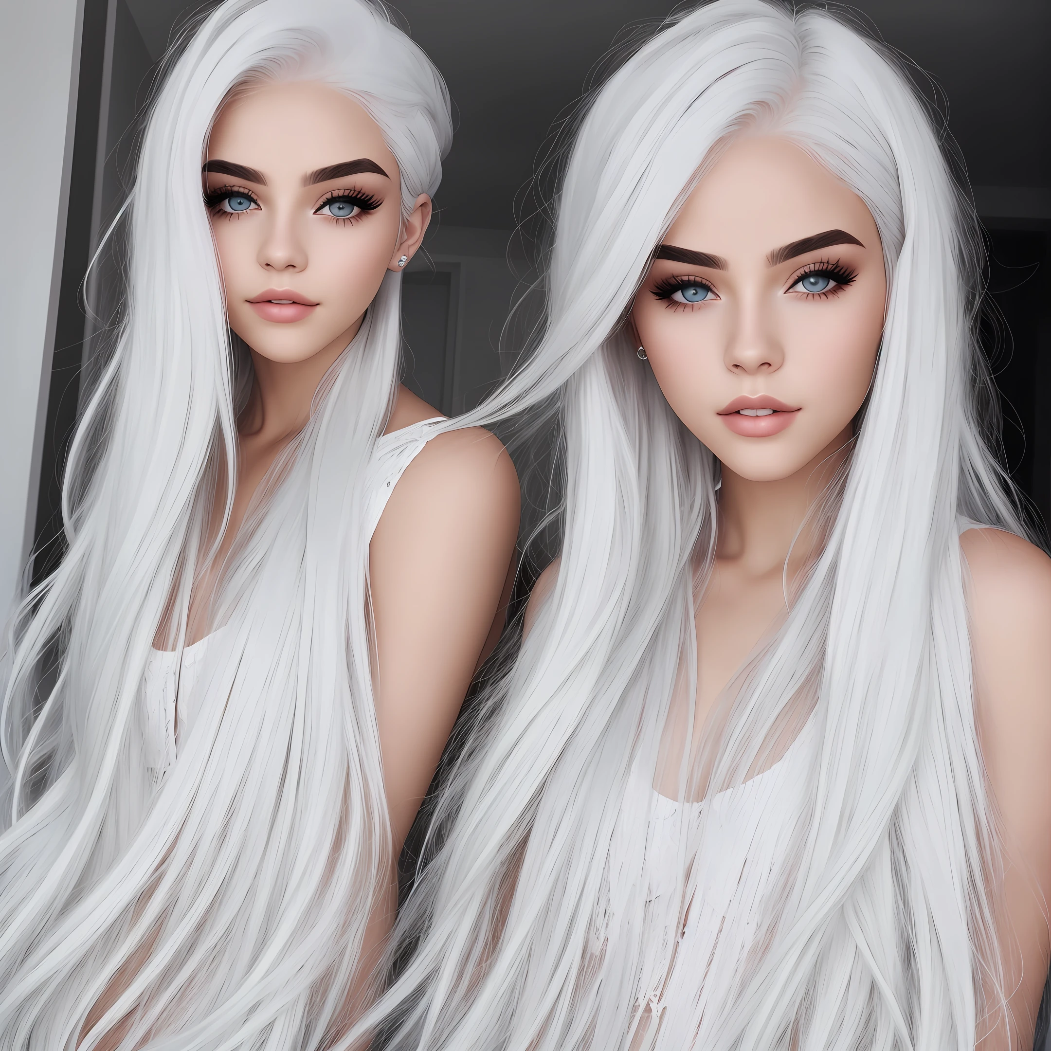 beautiful girl with white hair