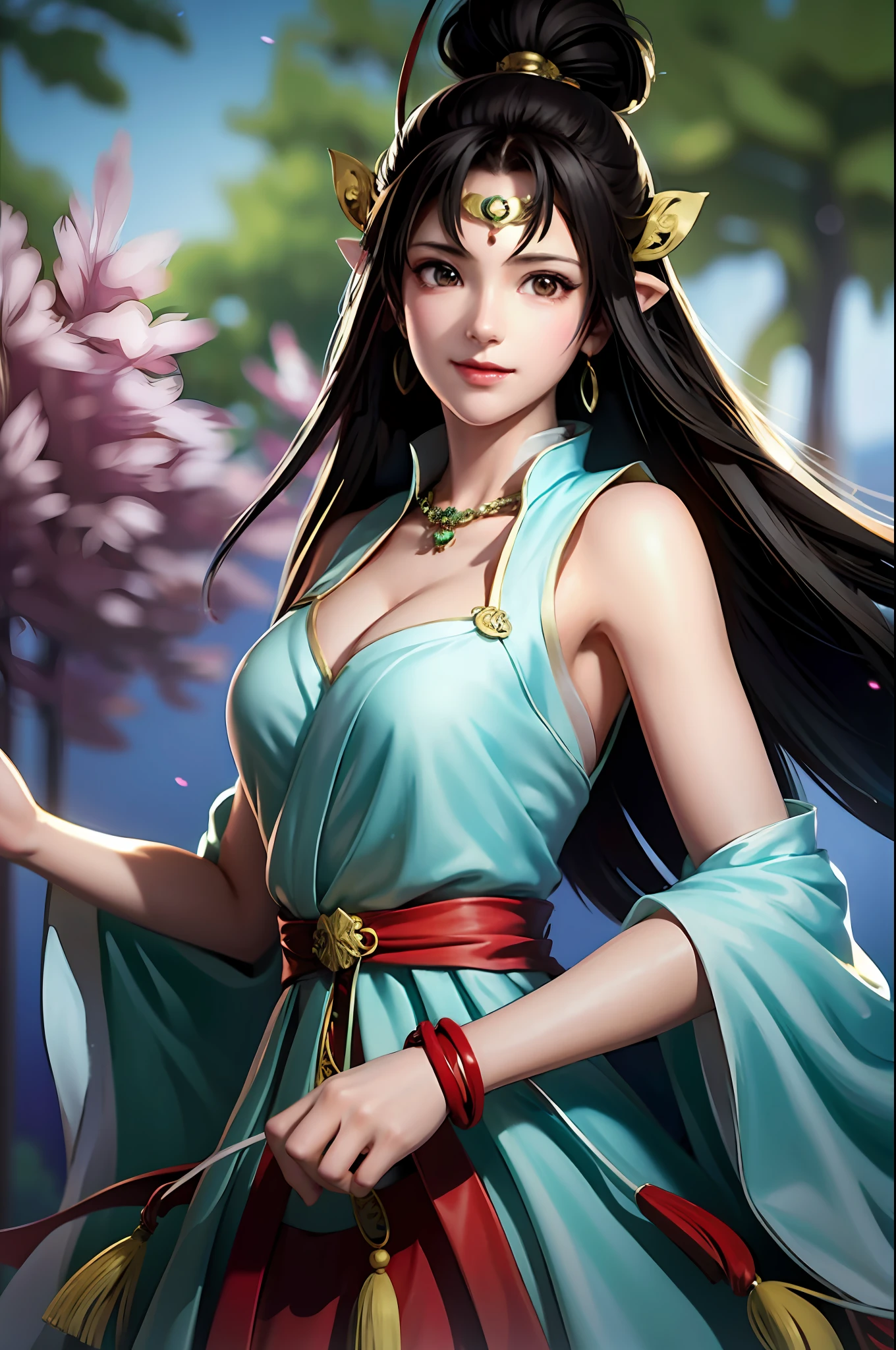 ghibli style, san \(mononoke hime\),
1girl, armlet, bangs, black hair, black undershirt, breasts, cape, circlet, earrings, facepaint, floating hair, forest, fur cape, green eyes, jewelry, looking at viewer, medium breasts, nature, necklace, outdoors, parted bangs, shirt, short hair, sleeveless, sleeveless shirt, solo, tooth necklace, tree, upper body, white shirt
, ((masterpiece)),nude, topless,nipple