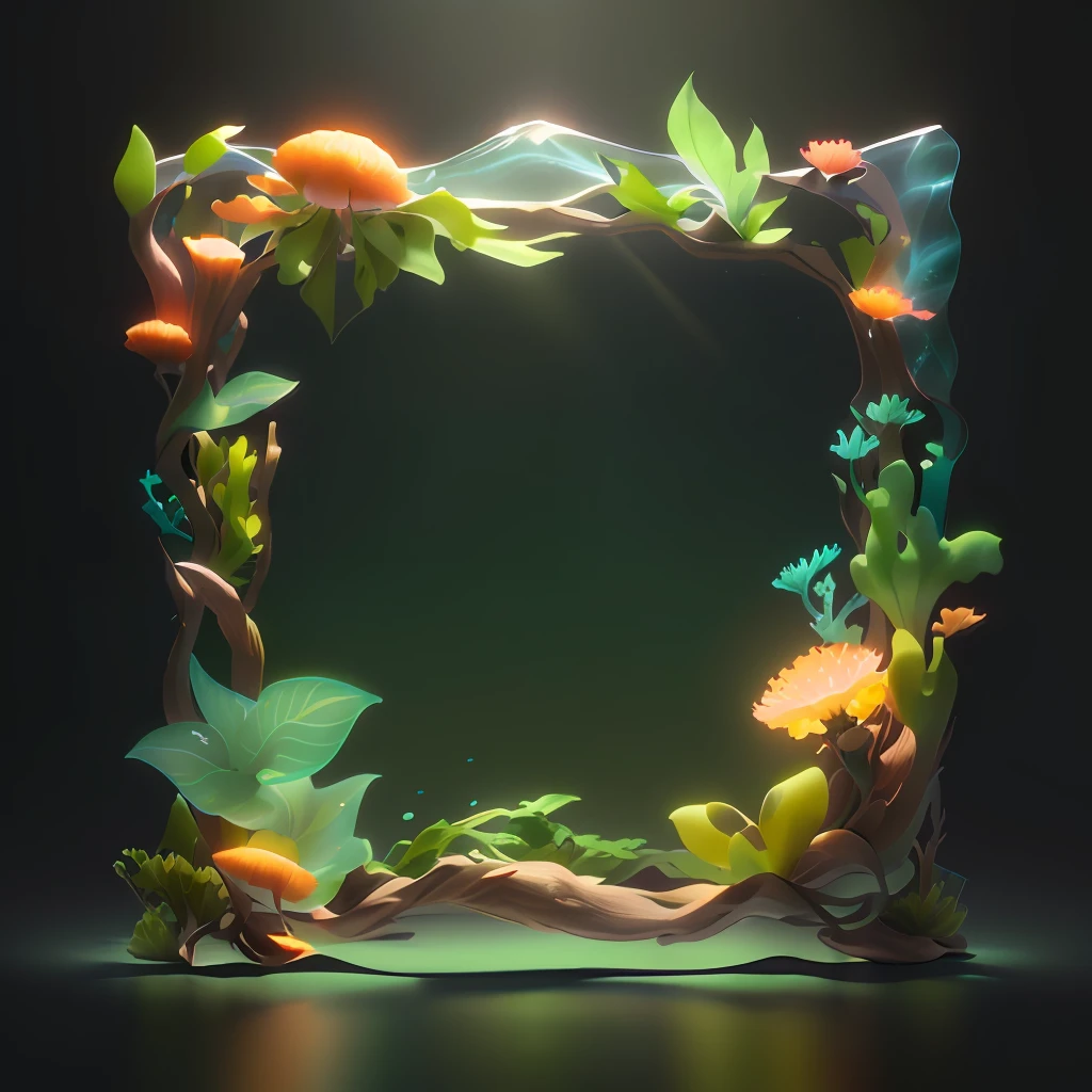 ((light green)),square frame, no graphics in the center of the frame, (simple background: 1.5), (square), coral, aquatic plants, air bubbles, sea anemone, glowing jellyfish inhabiting coral, masterpiece, best quality, (extremely detailed CG unity 8k wallpaper) , (best quality), (best illustration), (best shadow), UI interface frame design, natural elements, underwater theme, particle effects, octane rendering, ray tracing, super detailed