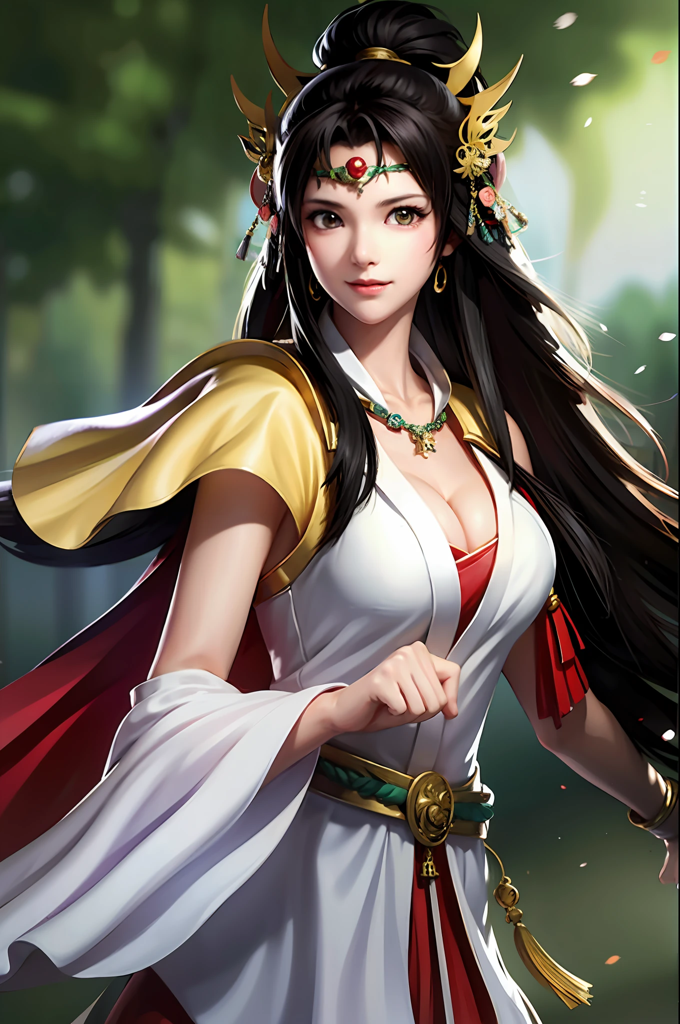 ghibli style, san \(mononoke hime\),
1girl, armlet, bangs, black hair, black undershirt, breasts, cape, circlet, earrings, facepaint, floating hair, forest, fur cape, green eyes, jewelry, looking at viewer, medium breasts, nature, necklace, outdoors, parted bangs, shirt, short hair, sleeveless, sleeveless shirt, solo, tooth necklace, tree, upper body, white shirt
, ((masterpiece)),nude, topless,nipple