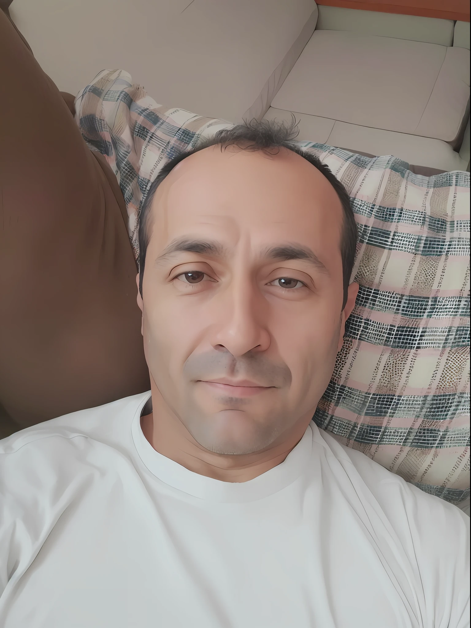arafed man laying on a couch with a dog on the side, 4 0 years old man, about 3 5 years old, (38 years old), 45 years old men, 38 years old, 5 0 years old man, aykut aydogdu, encho enchev, emad mostaque, 3 2 years old, david rios ferreira