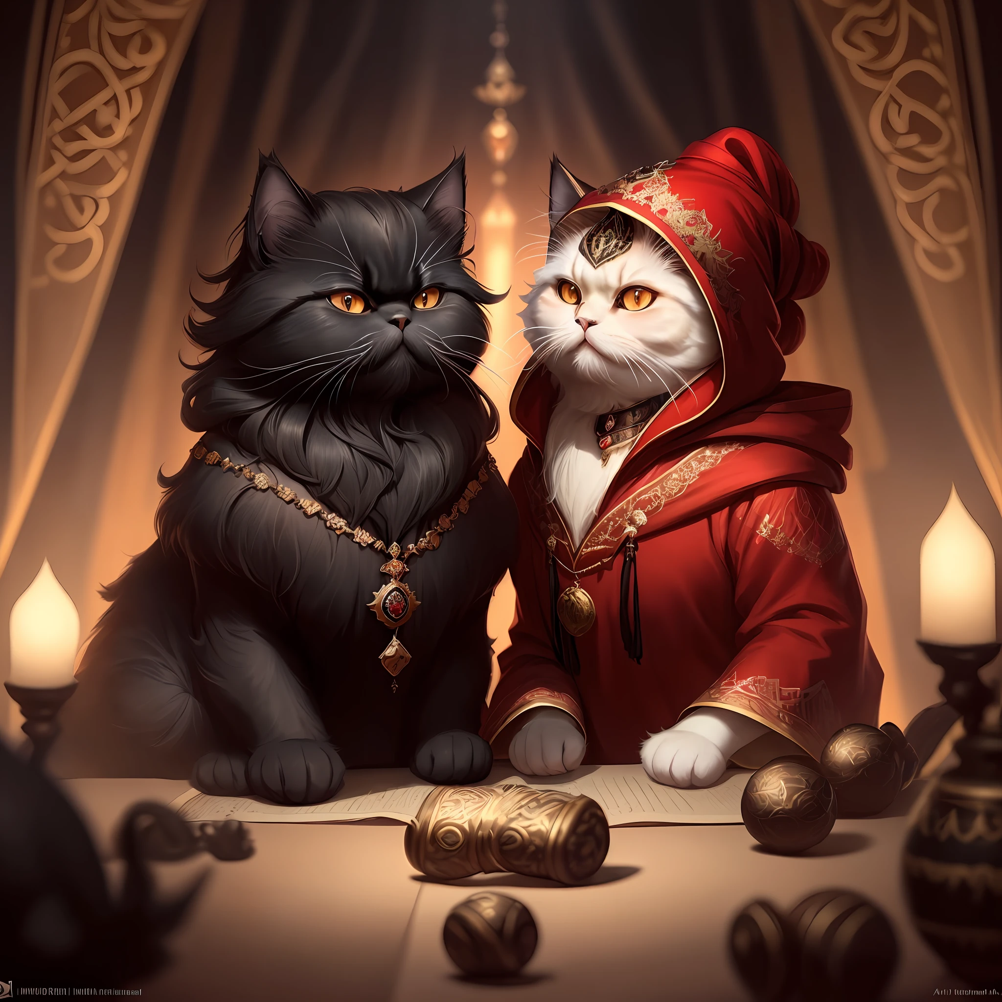 ((A Persian cat in a black hoodie and a red turban)),cg,game,artstation style,pinterest,)full shot,anthropomorphic expressions, rich colors, exquisite details, masterpiece, realistic,artsation, cg, realistic, Unreal Engine , real light and shadow, beautiful rich colors, amazing details, high quality,a pair of ears