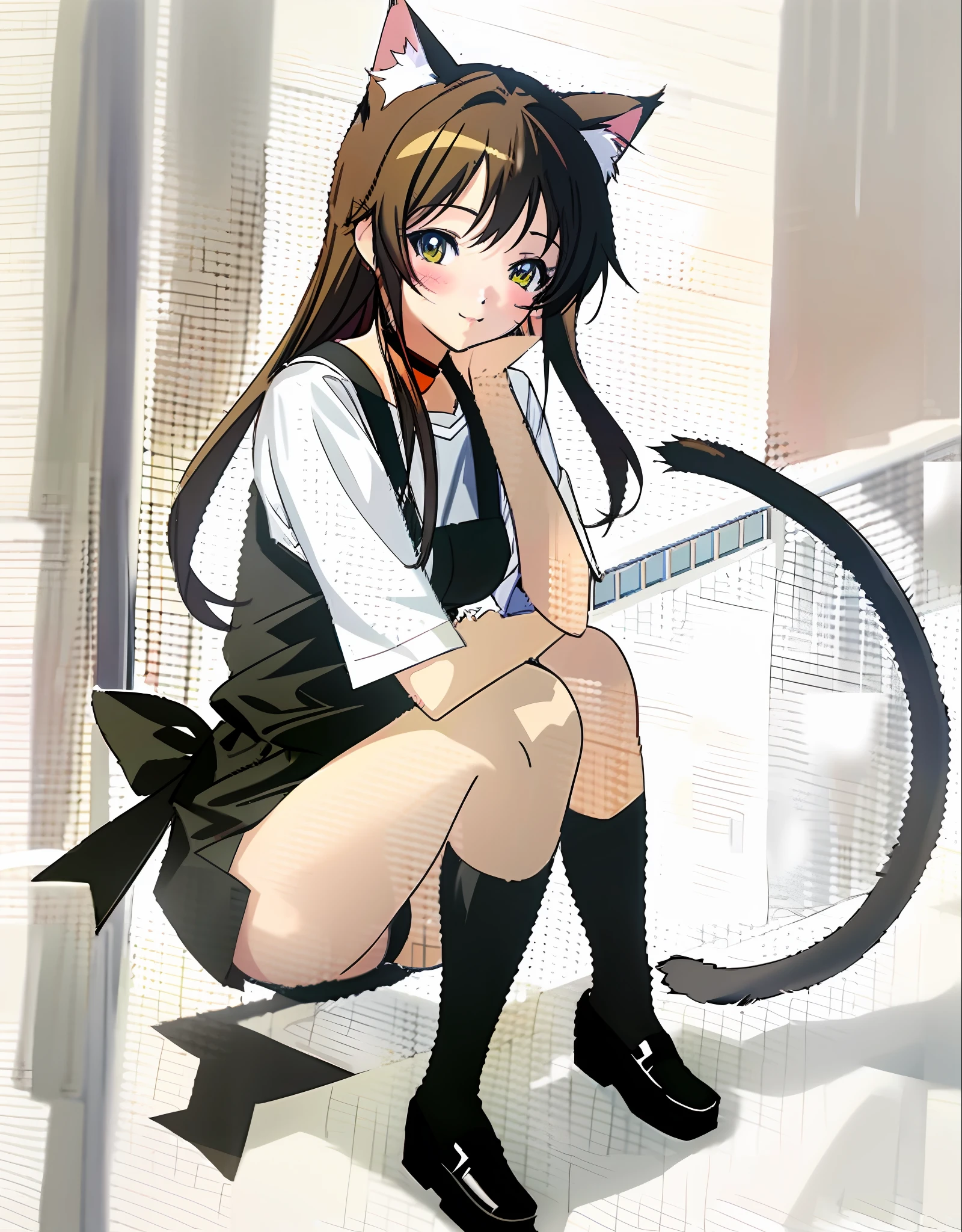 anime girl sitting on the ground with a cat tail, anime catgirl, cute anime catgirl, beautiful anime catgirl, anime girl with cat ears, very beautiful anime cat girl, attractive cat girl, anime cat, cat girl, realistic anime cat, ecchi anime style, catgirl, very beautiful cute catgirl, beautiful young catgirl, beautiful anime girl squatting