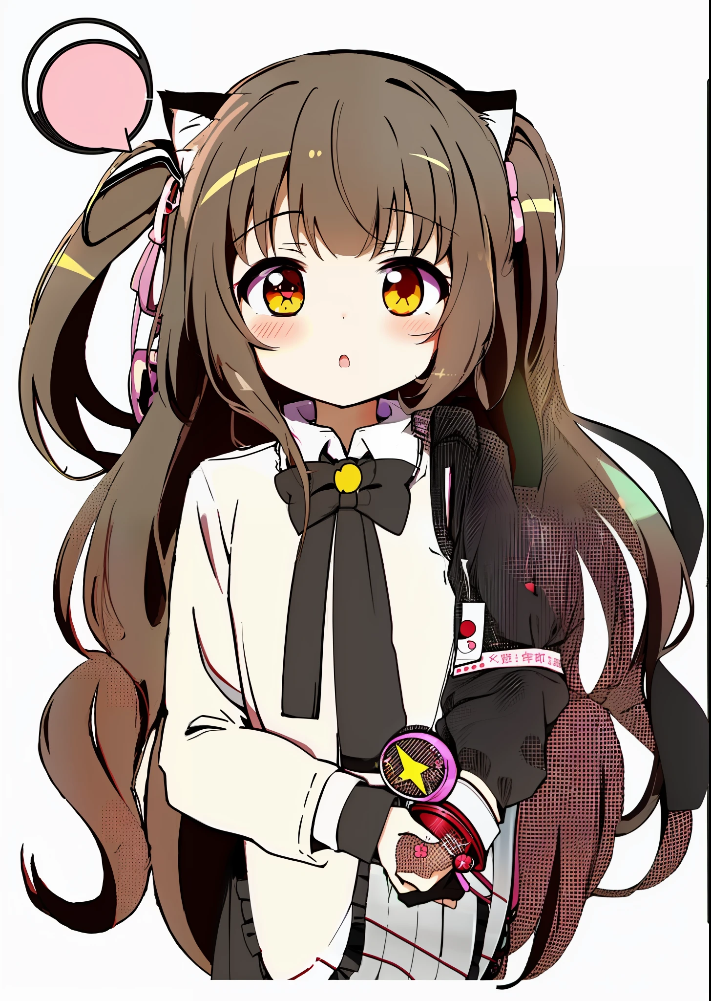 a cartoon girl with long hair and a cat ears, cute!! chibi!!! catgirl, cute!! chibi!!! schoolgirl, cute anime catgirl, anime chibi, nekomimi, nyaruko-san, anime catgirl, chibi anime, chibi anime girl, iwakura lain, anime girl named lucy, by Jin Homura, holo is a wolf girl