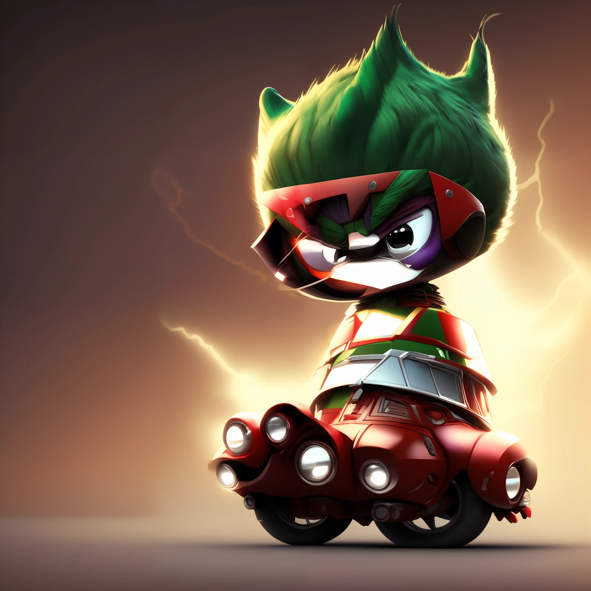 cute portrait of a cute joker riding a bicycle, cinematic shot, 4k digital art, high detail,