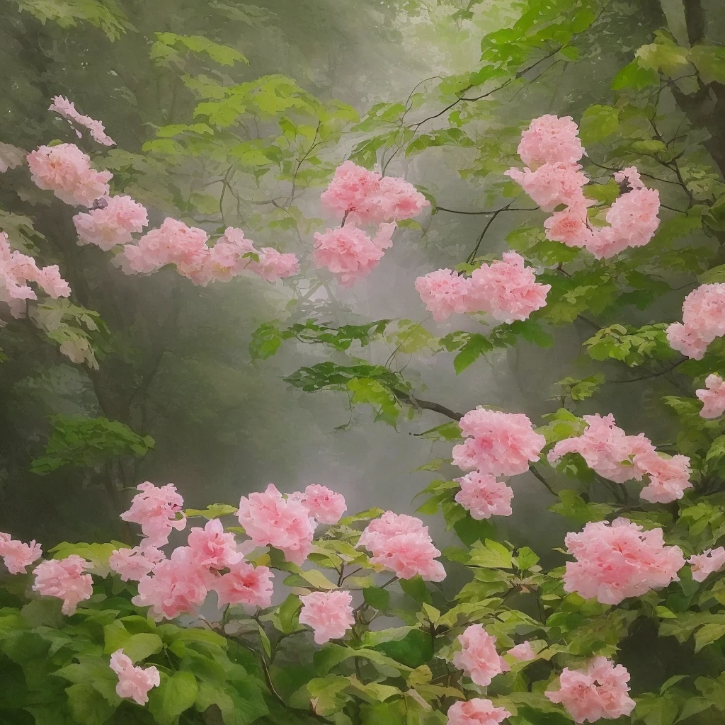 bird should be surrounded by leaves and flowers, and the technique to be used should be professional watercolor. Pay attention to achieving a harmonious color palette, lighting, and composition. The image should convey a sense of tranquility and nostalgia, capturing the beauty of nature in the forest.