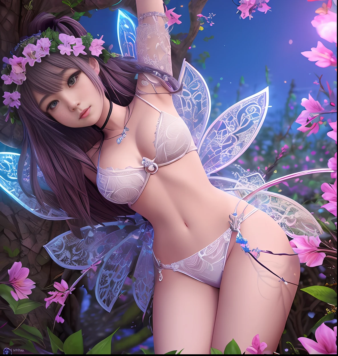 ultra detailed artistic abstract photography kawaii dryard girl, branches, wood village, ((close up)), ((dynamic angle)), Blush , leg fetish, growing faeries, leaves, 32k trendy, a lot of lace, detailed symmetric circular iris, professional fantasy artists, professional anime background artists, professional official art artists, 64k, detailed, ultra attractive lighting, ultra unreal engine, 100% detailed intricate, epic, vibrant, master piece, KAHAYA, SHU, ghost999919, ArtStation, Arisan