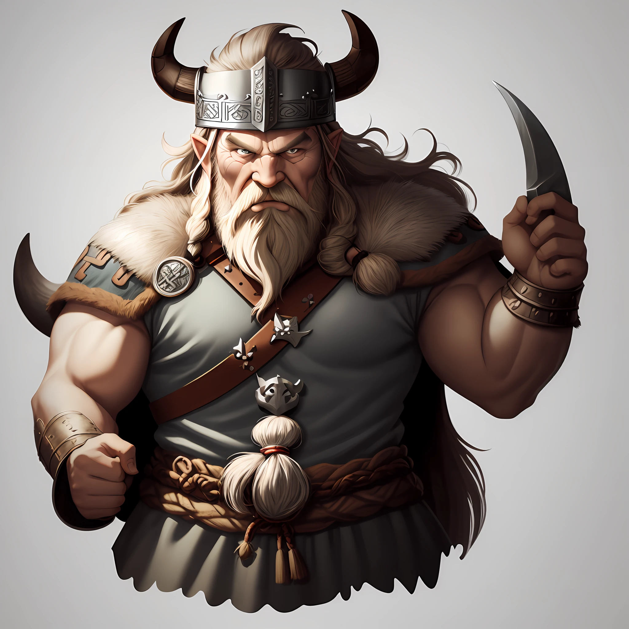 (Viking man, sticker style, simple background)