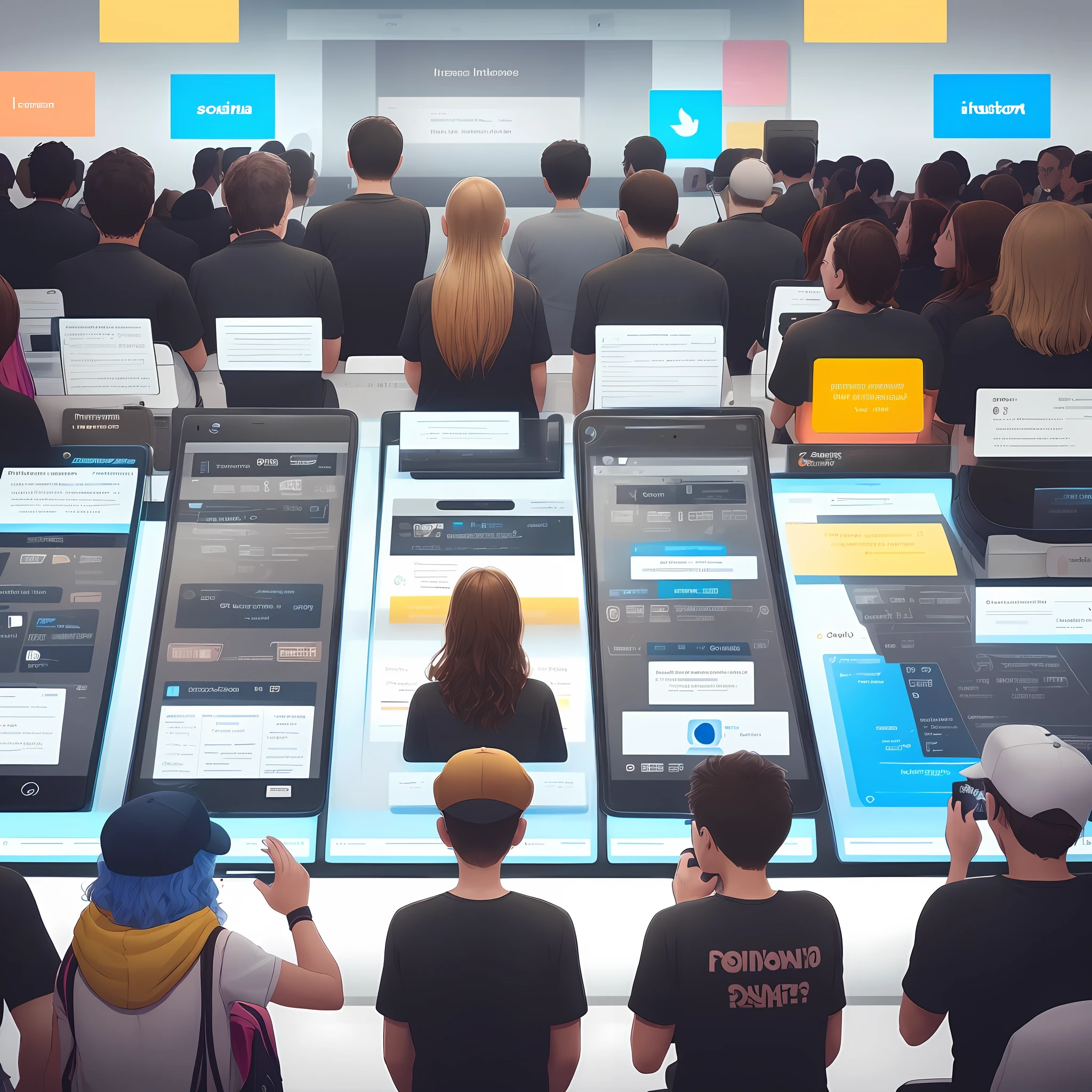 visual representation that conveys the idea of active interaction, participation and involvement of users on a social media platform. If possible, highlight things like likes, comments, shares, and interactions between people.