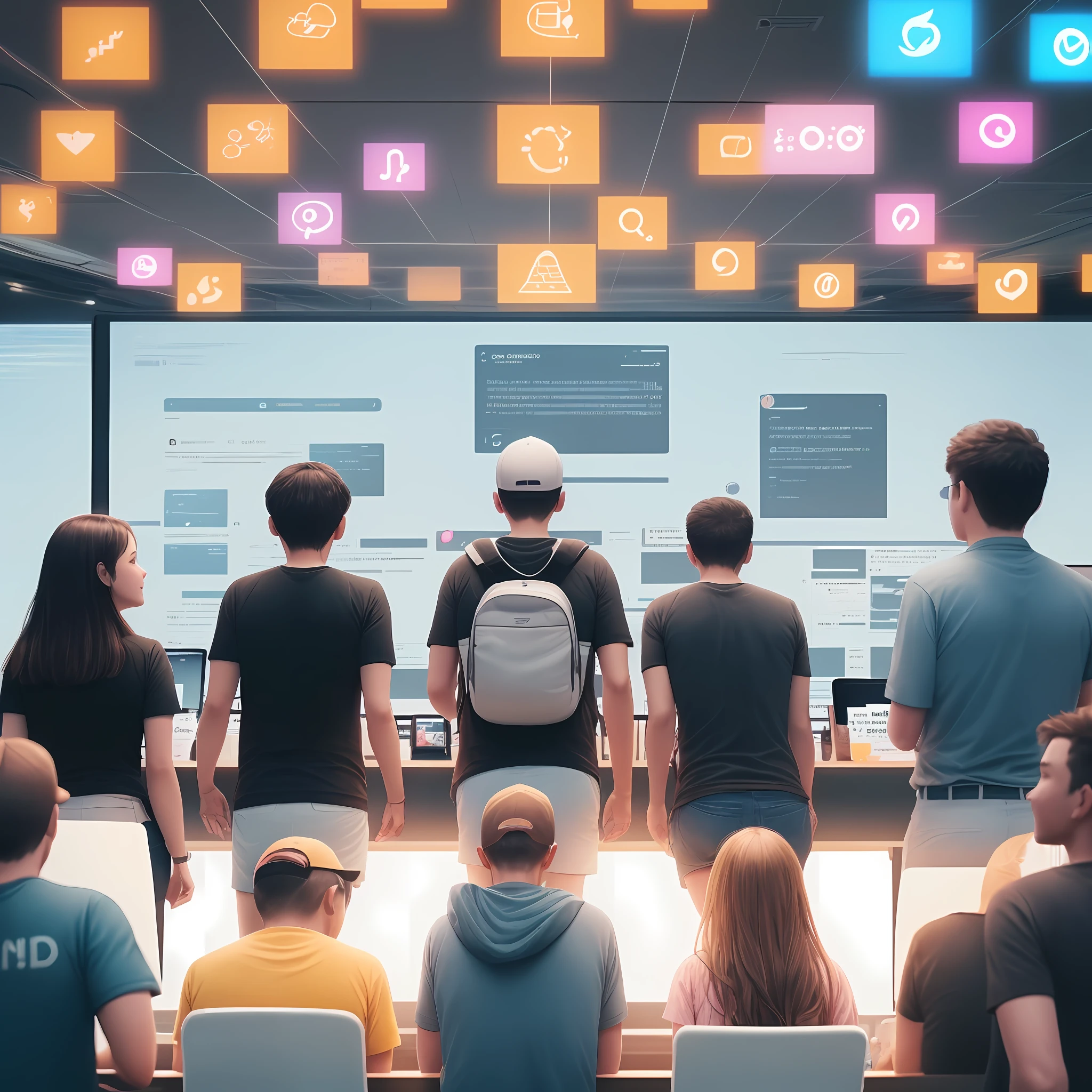visual representation that conveys the idea of active interaction, participation and involvement of users on a social media platform. If possible, highlight things like likes, comments, shares, and interactions between people.