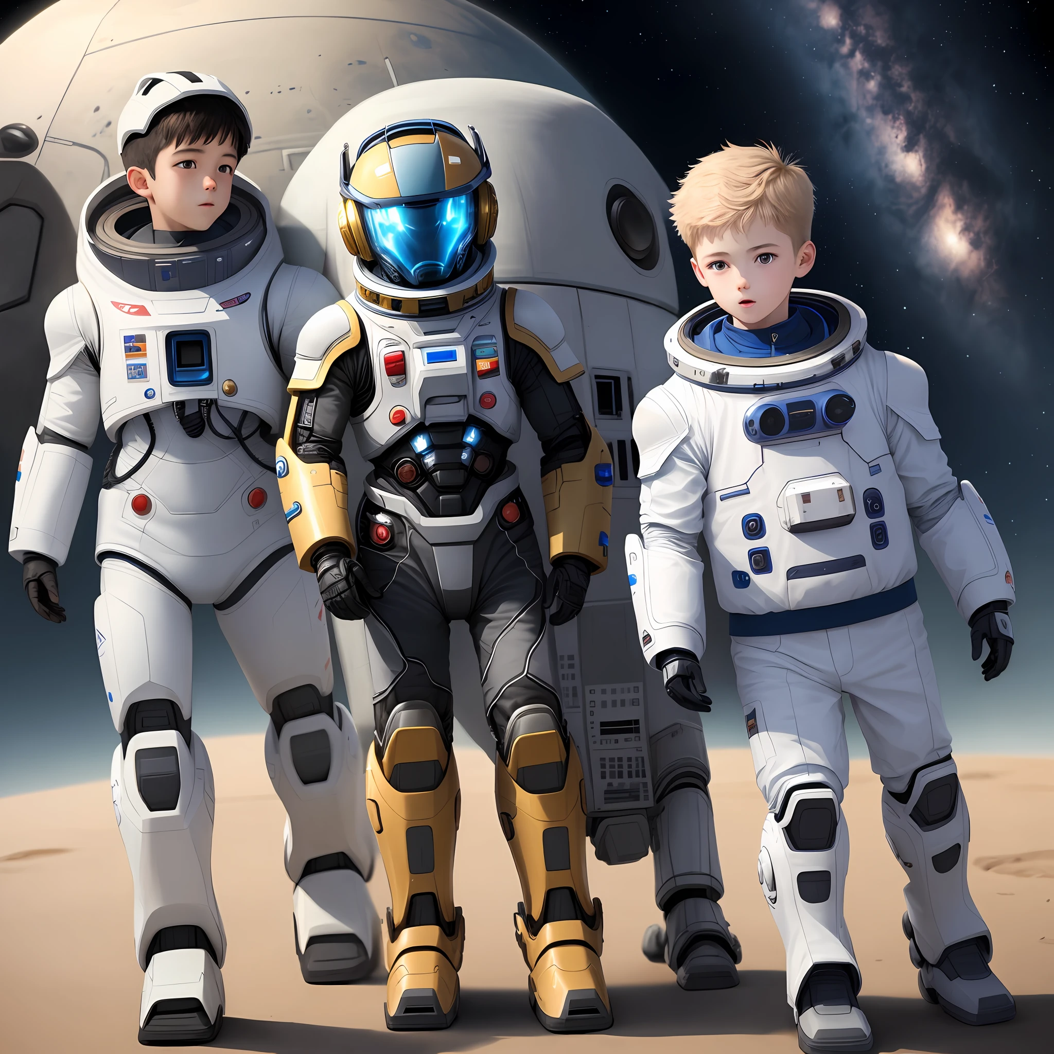 2 boys and 1 space robot