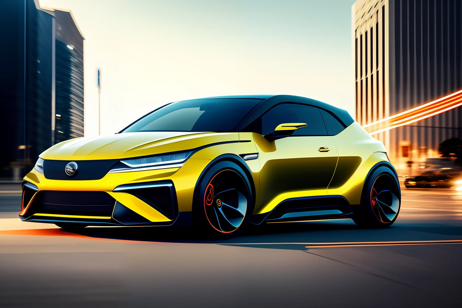 new design car, city car version, digital prototyping, high details, thick lines, concept design, rendering style, automotive, contemporary interpretation, car only, advanced design style, epic perspective, epic lights, dynamic scene, non-sportive character proposal,-