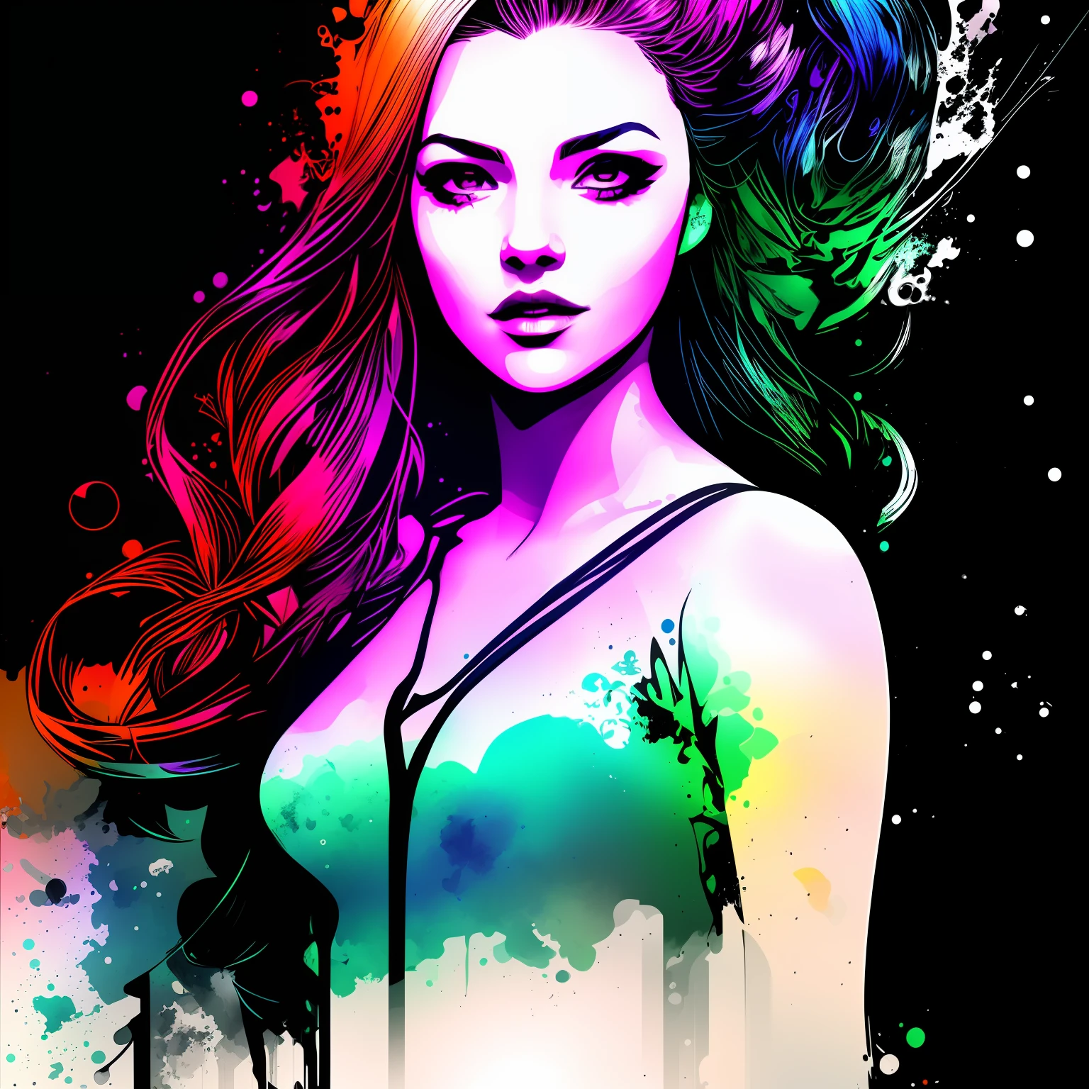 t-shirt design, centered 2D vector art, black background, watercolor splash colors, Spiderman , intricately detailed clothing, gorgeous art, masterpiece, luminosity by Rembradt, art by Charlie Bowater, Adobe Illustration, Trending on Artstation, octane render , 8K, cinematic, --no duplicate character, -