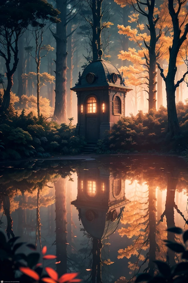 House by the lake in a forest