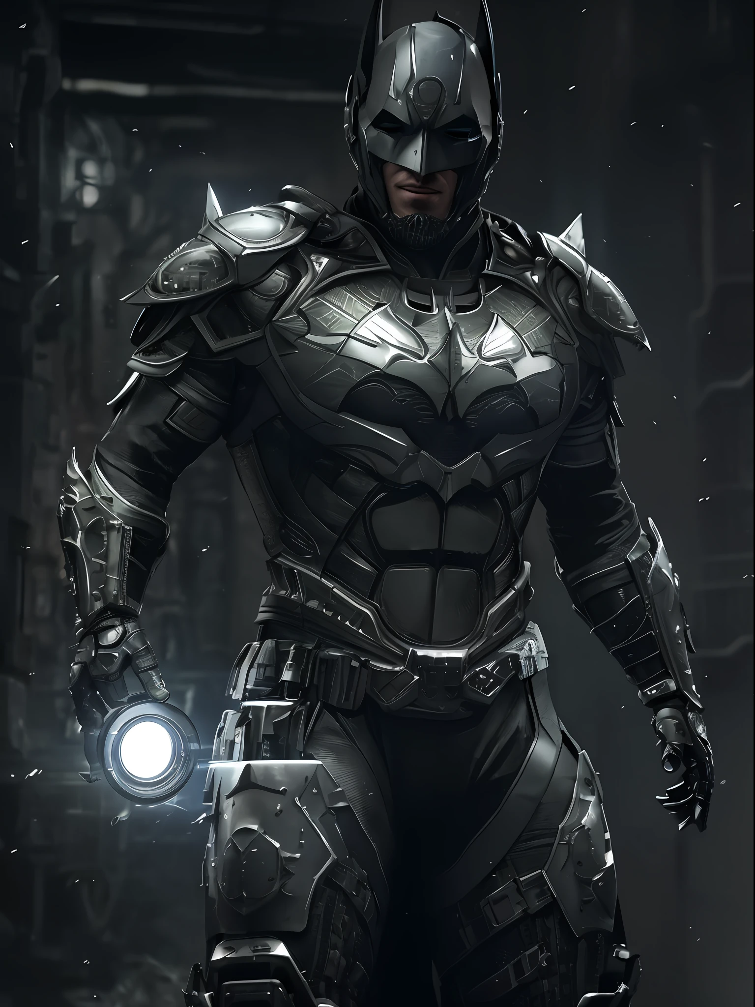 3d render of a highly detailed [Batman|Cyborg] wearing cybernetics and intricate detail armor with armored plates, hdr, 8k, subsurface scattering, specular light, highres, octane render, ray traced