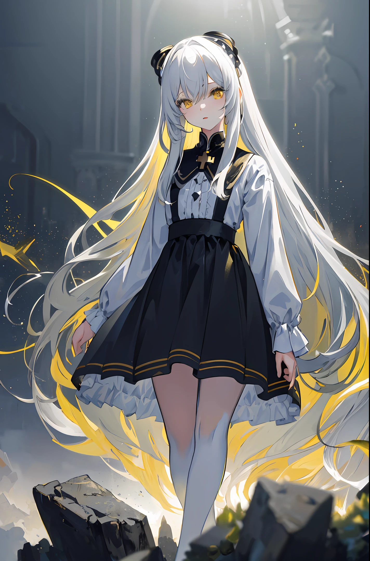 ((masterpiece)), ((best quality)), (amazing desinger), (best artist), (best illustrated landscape), (best performance), (4k Full HD), (HDR+), (1girl) with (long) white hair, (sparkling yellow eyes), in a landscape on the side with (amazing) starry sky drawn in artistic and cinematic tones((bad-hands-5, Cross-eyed, fuzzy, blurry, discolored, defective, disconnected)-- MeinaPastel style--v5 (anime illustration) --negative