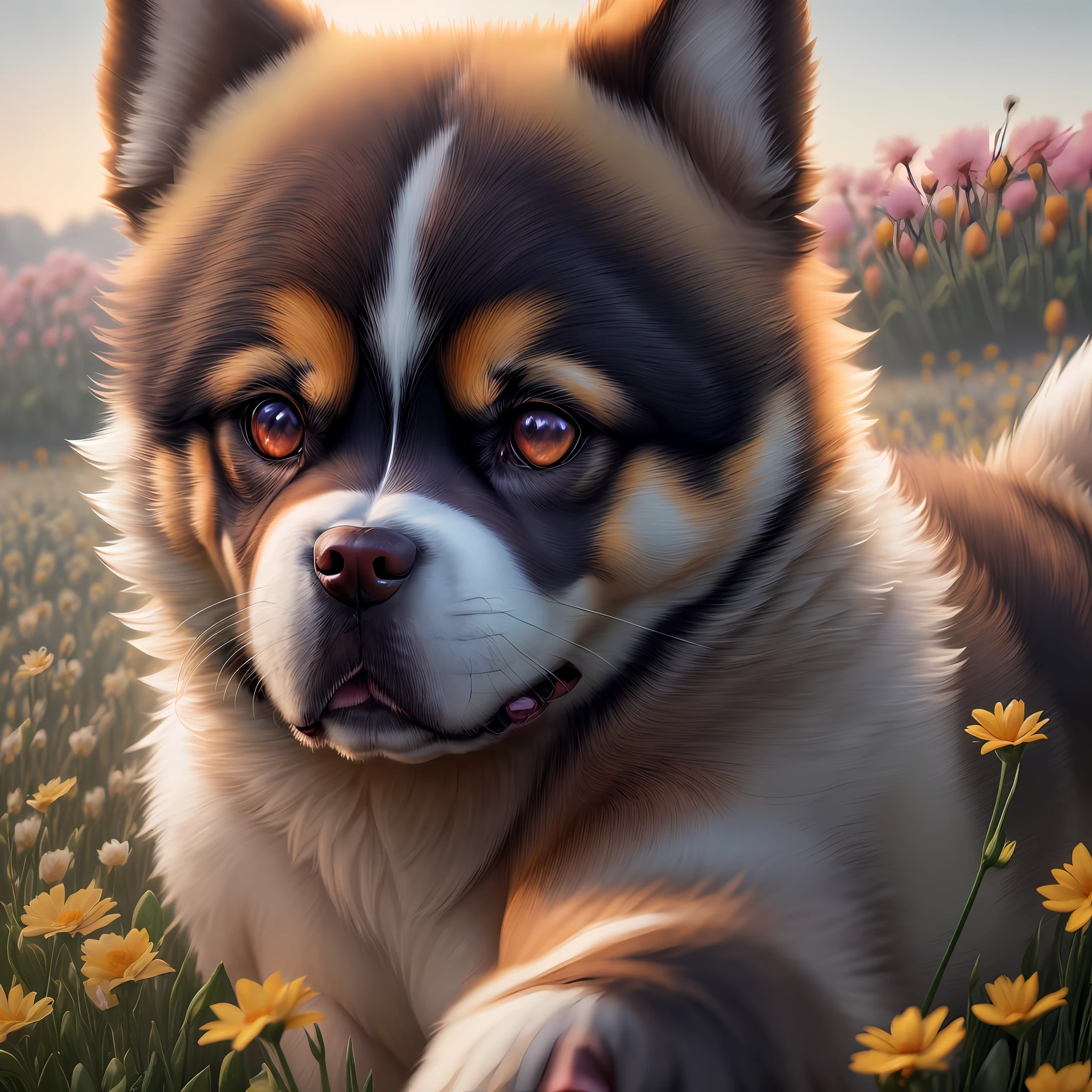 (((anime dog running through a field of flowers))), photorealistic, photo, masterpiece, realistic, realism, photorealism, high contrast, photorealistic digital art trending on Artstation 8k HD high definition detailed realistic, detailed, skin texture, hyper detailed, realistic skin texture, armature, best quality, ultra high res, (photorealistic:1.4),, high resolution, detailed, raw photo, sharp re, by lee jeffries nikon d850 film stock photograph 4 kodak portra 400 camera f1.6 lens rich colors hyper realistic lifelike texture dramatic lighting unrealengine trending on artstation cinestill 800,