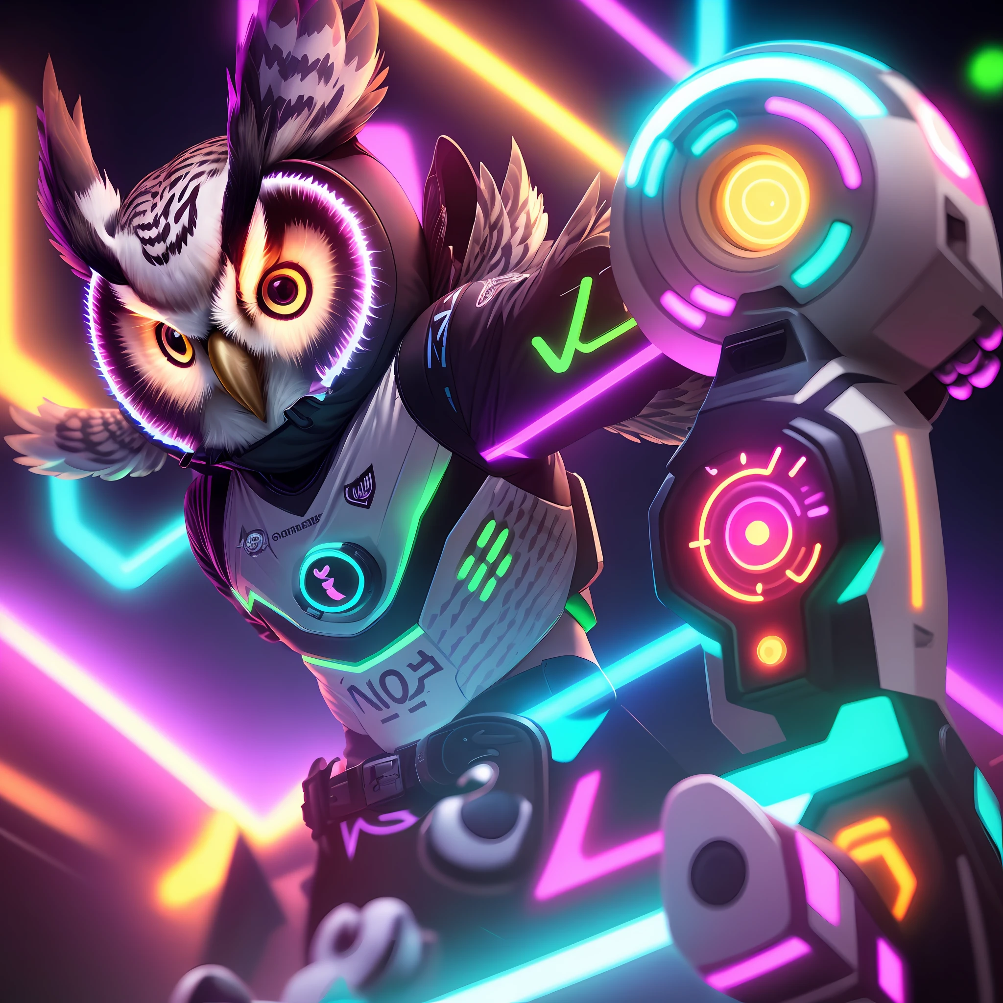 owl neon game fighting