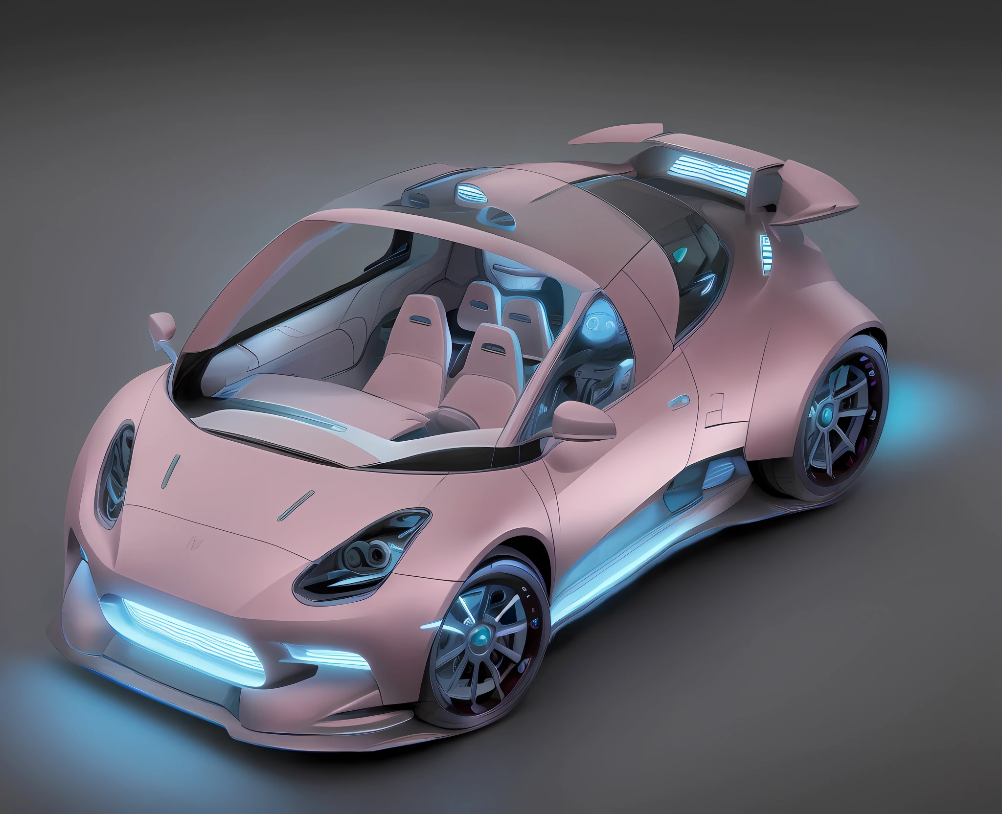 Futuristic car, many colors