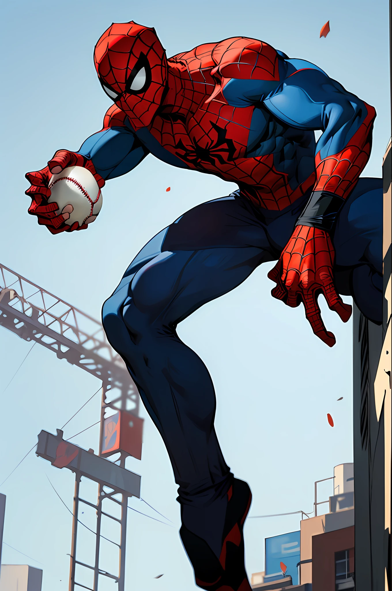 Spiderman, clad in his red and blue suit, stands on the pitcher's mound, (((((his baseball cap pulled low over his brow))))). (((((He grips the ball with his web-slinging fingers, his athletic frame poised and ready to throw))))). His spider-sense tingles as he surveys the field, calculating his next move. In the background, the stands are filled with fans, all eager to see the amazing Spiderman in action.
To capture this shot, a Nikon D850 camera is used with a Nikon 70-200mm f/2.8 lens. The aperture is set to f/2.8 to create a shallow depth of field, blurring out the background and drawing the viewer's attention to Spiderman. The shutter speed is set to 1/1000 to freeze the action, and the ISO is set to 400 to balance the exposure in the bright daylight conditions. The image is shot in RAW format to allow for maximum flexibility in post-processing. The camera is positioned at a low angle to emphasize Spiderman's athleticism and to give the viewer a sense of his power and agility.