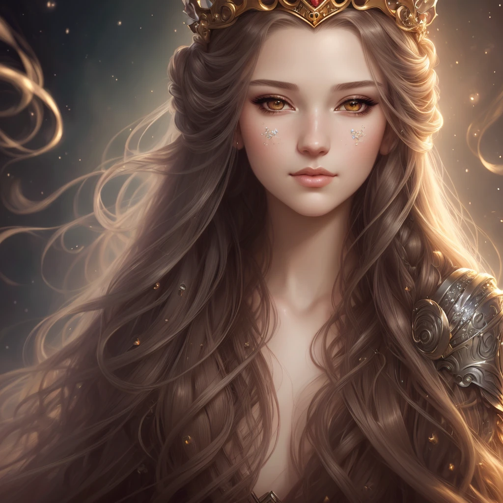 a close up of a woman with long hair and a crown on her head, beautiful fantasy art portrait, fantasy portrait art, fantasy art portrait, detailed matte fantasy portrait, gorgeous digital art, beautiful fantasy portrait, gorgeous digital painting, artgerm detailed, anna dittman, karol bak uhd, artgerm portrait, artgerm. high detail