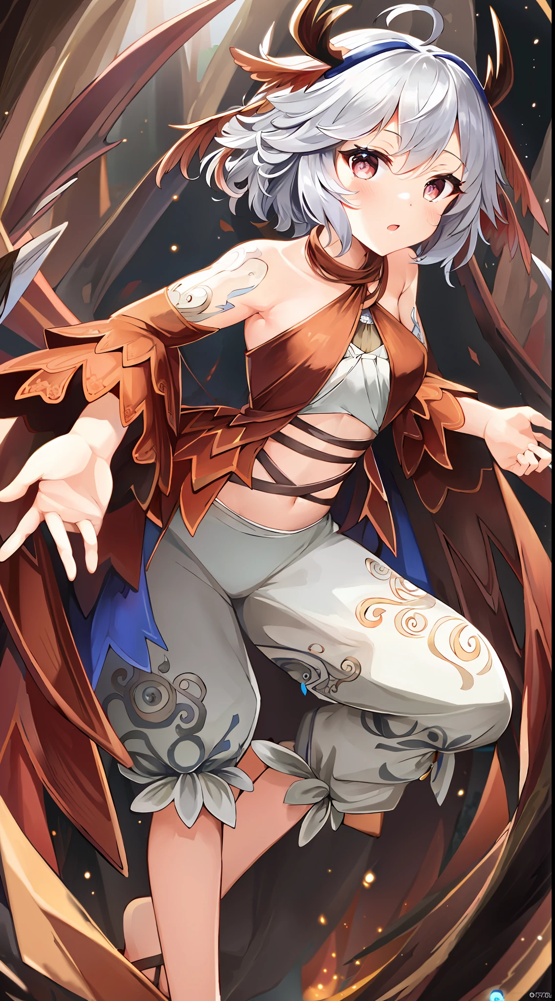 trixmyrmeleo, 1girl, clothes pattern, bloomers, (facik:0.66), solo, evil smug, full body, flying, forest background, masterpiece, solo, (dynamic pose:1.2), flying in the forest, beautiful detailed eyes, finely detail, detailed face, vivid color, 5 fingers, finely detailed, hyper-detailed, detailed hand, 8k, finely detailed beautiful eyes, high-resolution illustration, best quality,