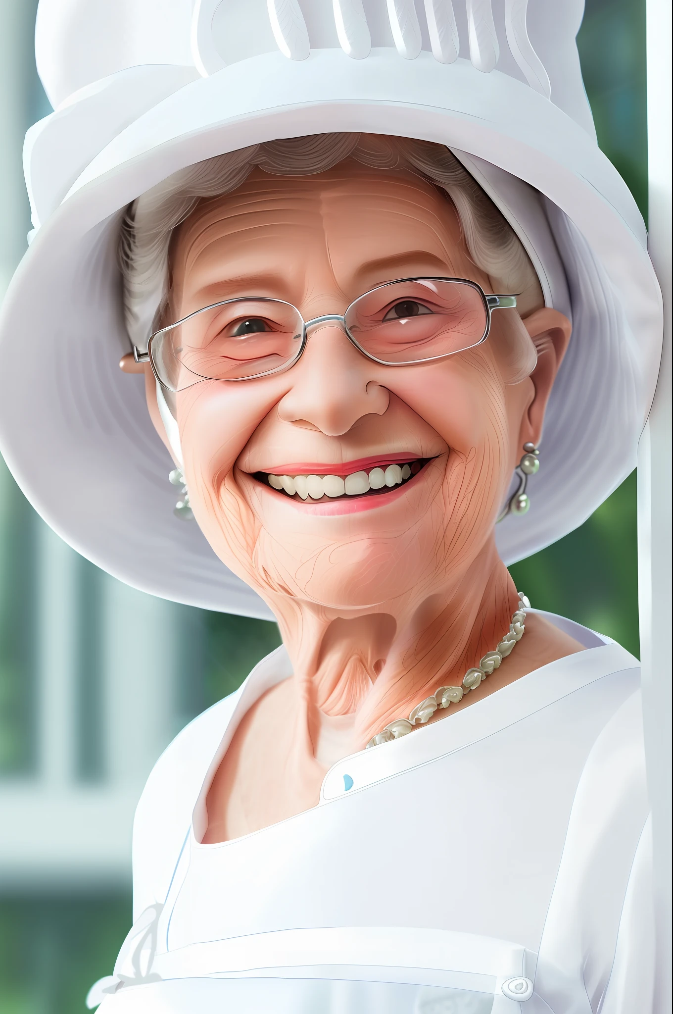 ((best quality)), (detailed), (high resolution and sharpness:1.4), (cute granny smiling in white cook outfit and hat:1.8), (latin woman face:1.5), , (close-up: 1.4), (centered:1.5), (against dark background:1.3), (looking into camera lens:1.4), (bright eyes:1.3), (window lighting:1.4), (perfect studio lighting:1 ,3), parted lips, (sharp focus:1.4), (high resolution photography:1.2), ultra detailed, highly detailed, (high definition:1.2), (perfect composition:1.2), intricate, (cute and beautiful: 1.3), award-winning photography, professional color grading, octane, unrealistic, vibrant colors, (pixar style: 1.5)