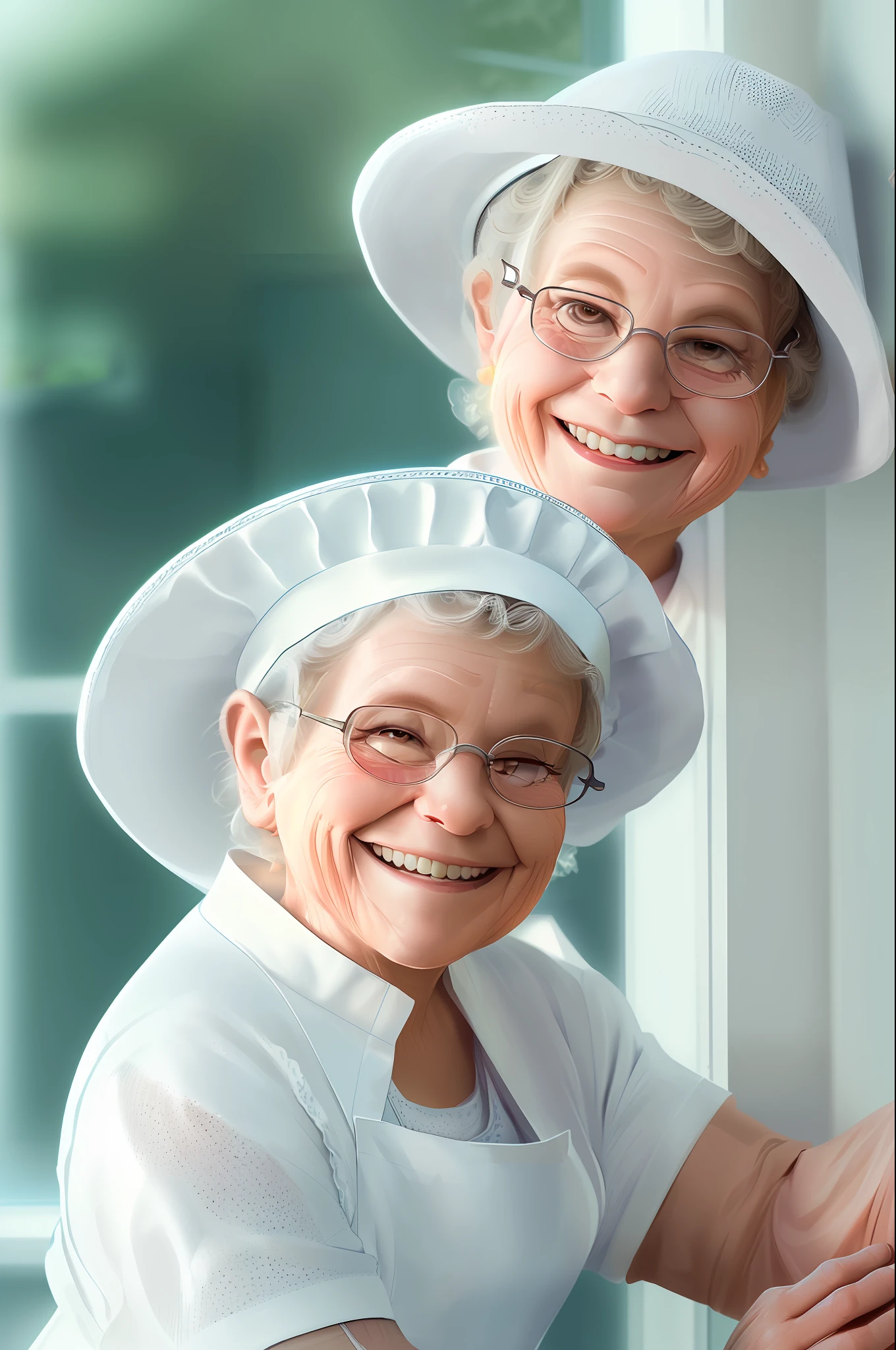 ((best quality)), (detailed), (high resolution and sharpness:1.4), (cute granny smiling in white cook outfit and hat:1.8), (latin woman face:1.5), , (close-up: 1.4), (centered:1.5), (against dark background:1.3), (looking into camera lens:1.4), (bright eyes:1.3), (window lighting:1.4), (perfect studio lighting:1 ,3), parted lips, (sharp focus:1.4), (high resolution photography:1.2), ultra detailed, highly detailed, (high definition:1.2), (perfect composition:1.2), intricate, (cute and beautiful: 1.3), award-winning photography, professional color grading, octane, unrealistic, vibrant colors, (pixar style: 1.5)